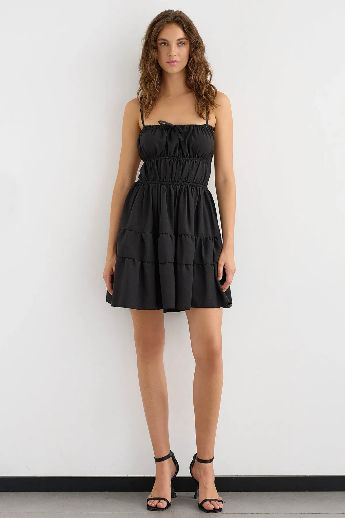 Tie-Up Detail Cotton Mini Dress 3