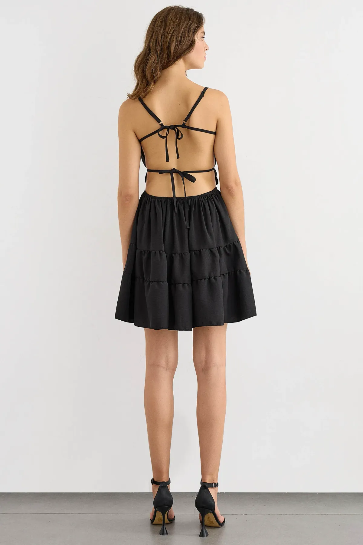 Tie-Up Detail Cotton Mini Dress 4