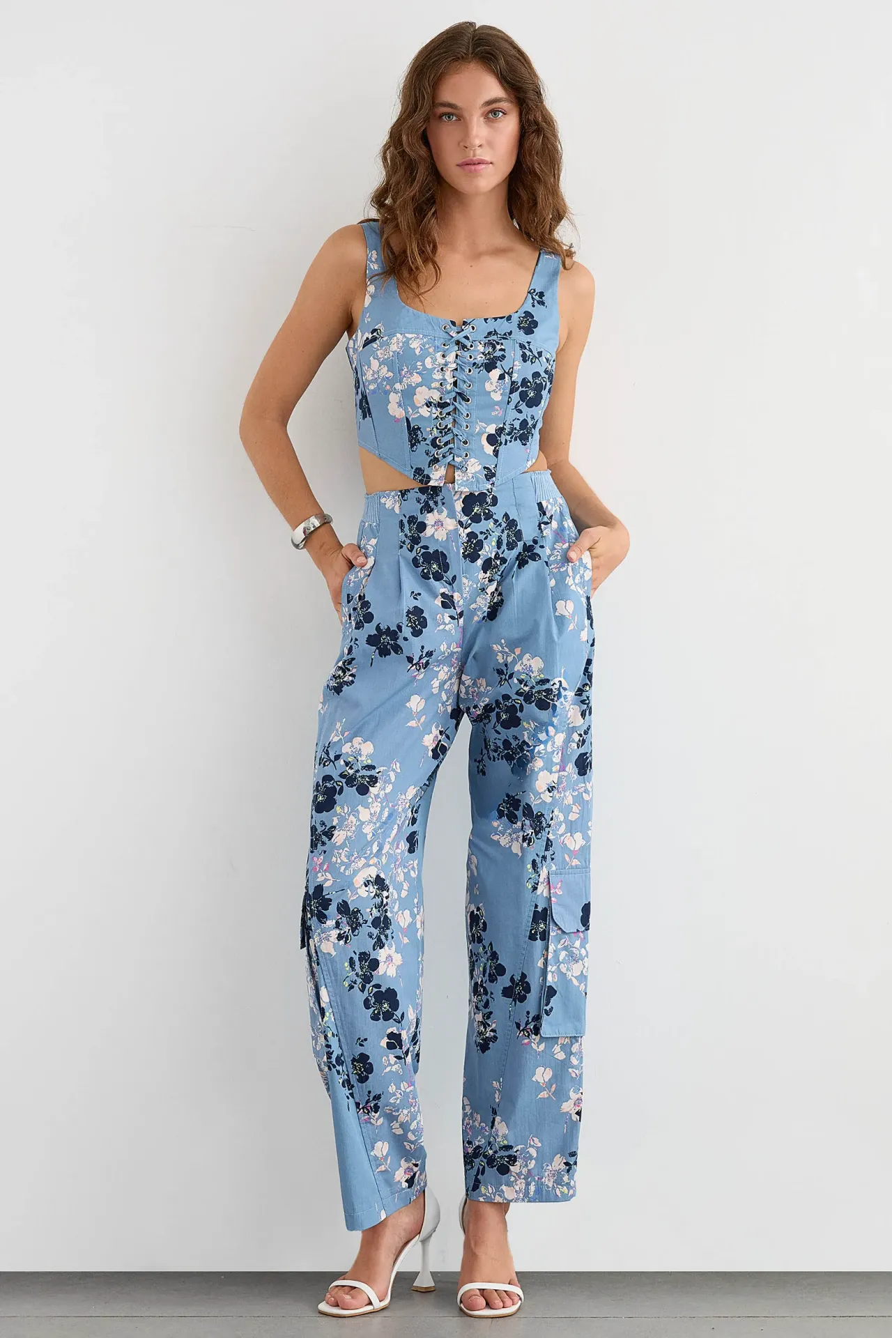Floral Square Neck Sleeveless Coords Set
