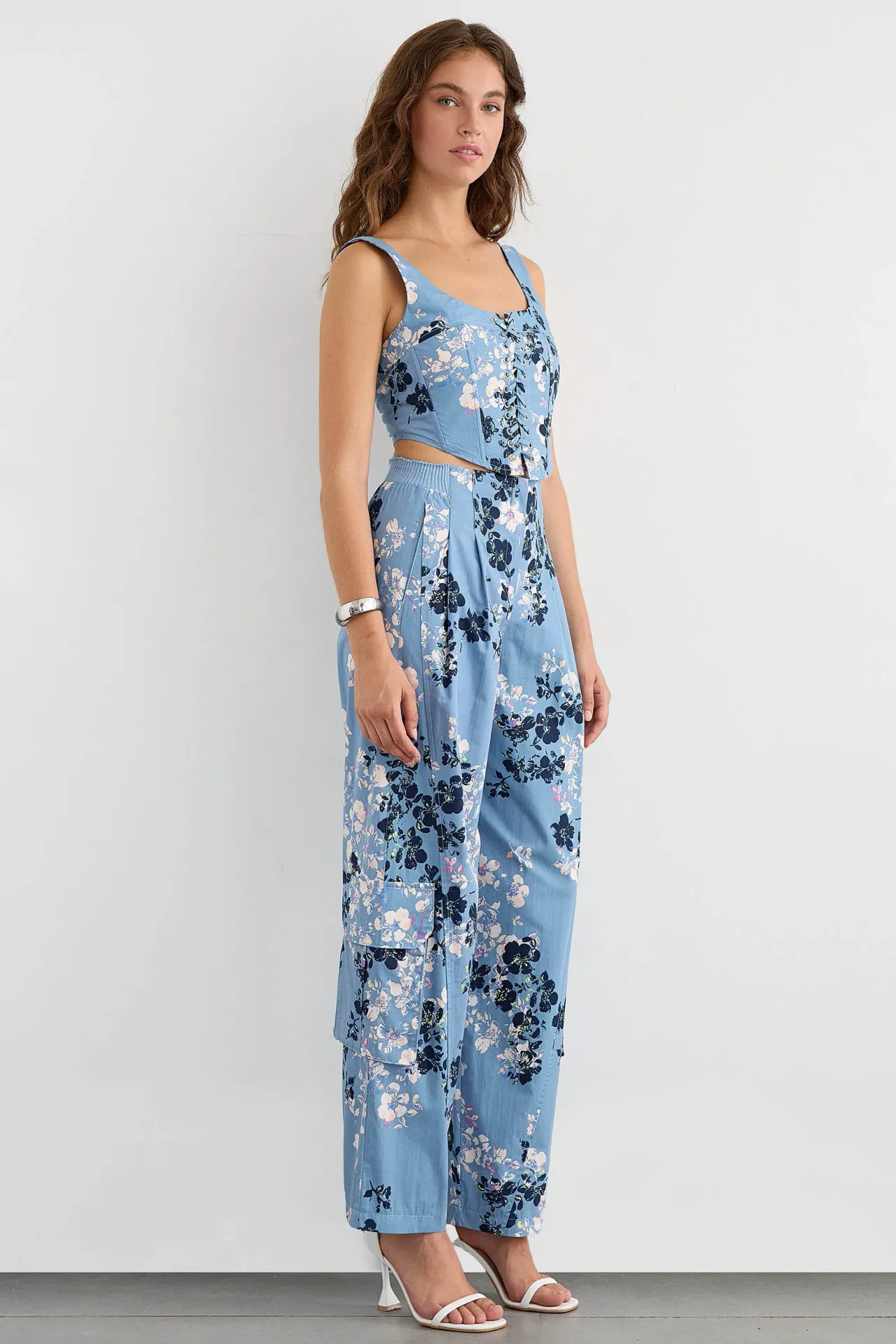Floral Square Neck Sleeveless Coords Set
