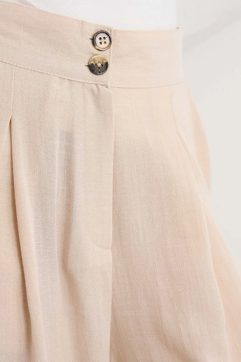 High-Waist Super Wide Leg Trousers with Button Detail 5