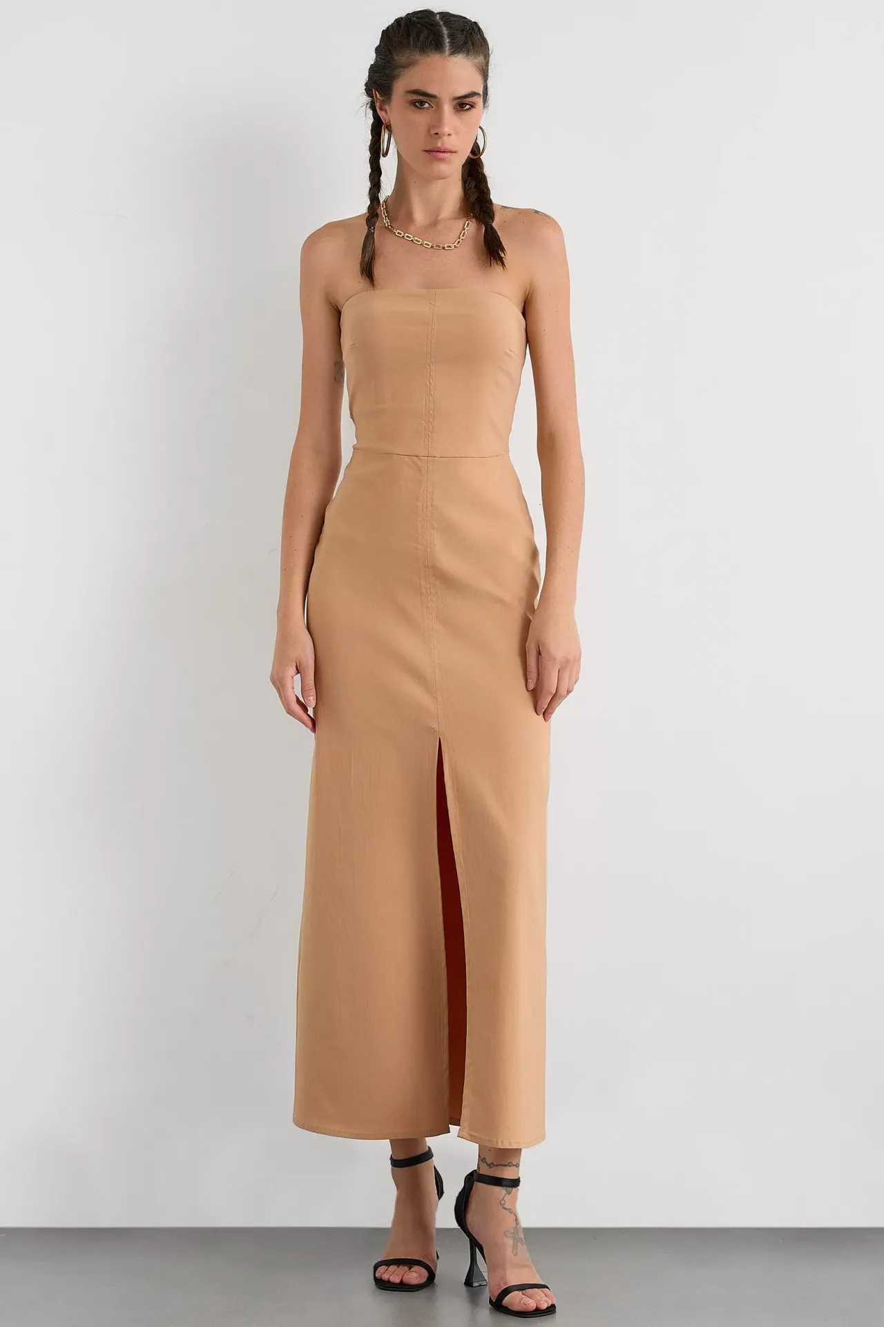 Strapless Maxi Dress with Slit