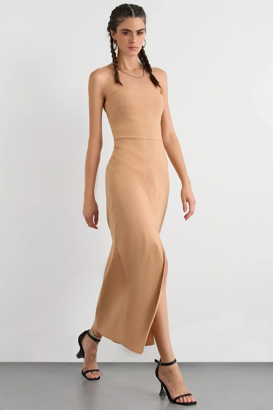 Strapless Maxi Dress with Slit