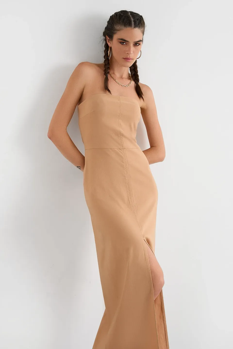 Strapless Maxi Dress with Slit