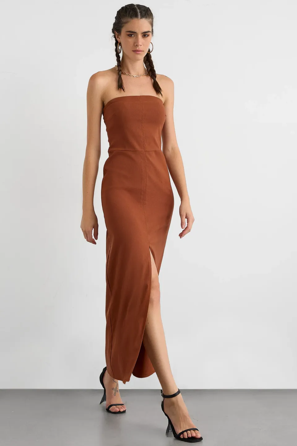 Strapless Maxi Dress with Slit
