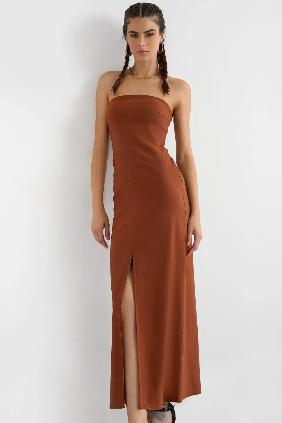 Strapless Maxi Dress with Slit
