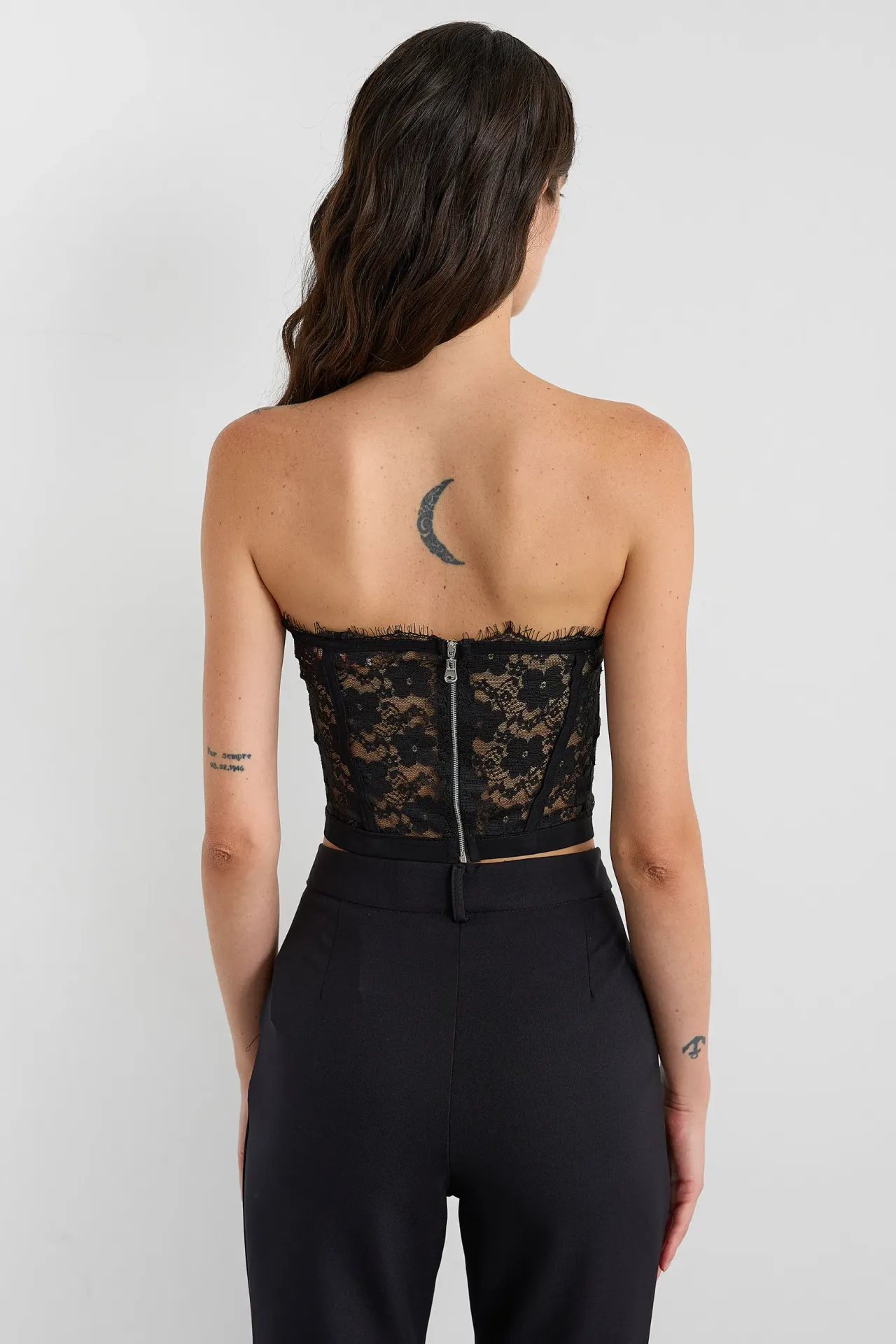 Lace Trim Cropped Strapless Camisole