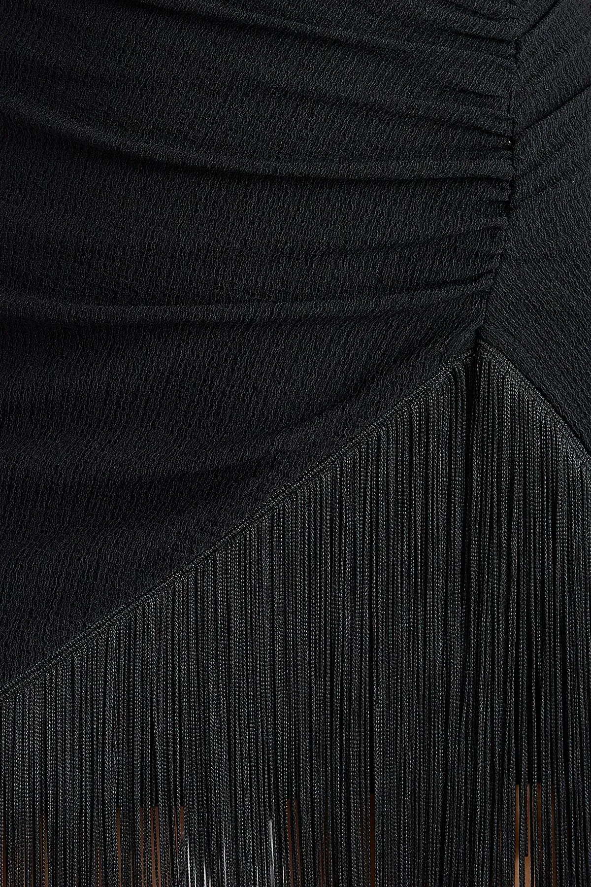 Asymmetric Mini Skirt with Tassel Detail 4
