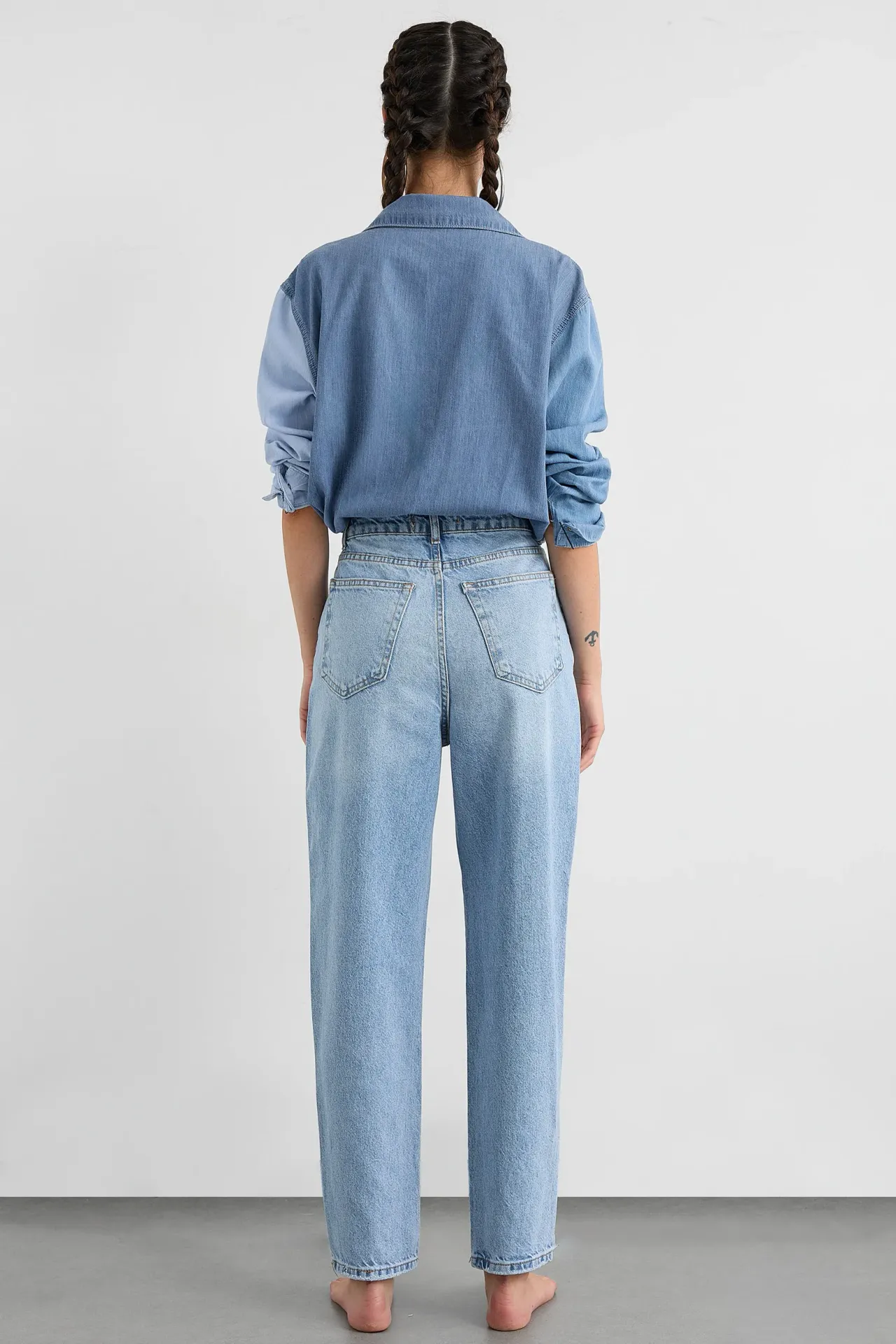 High Waist Ripped Straight Leg Jeans