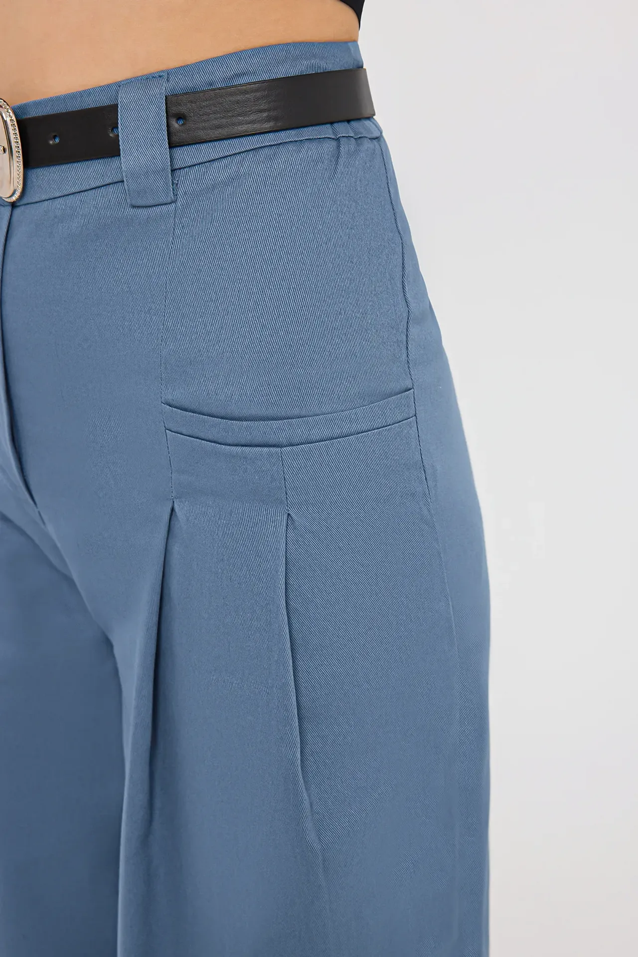 High-Waist Wide-Leg Trousers with Belt