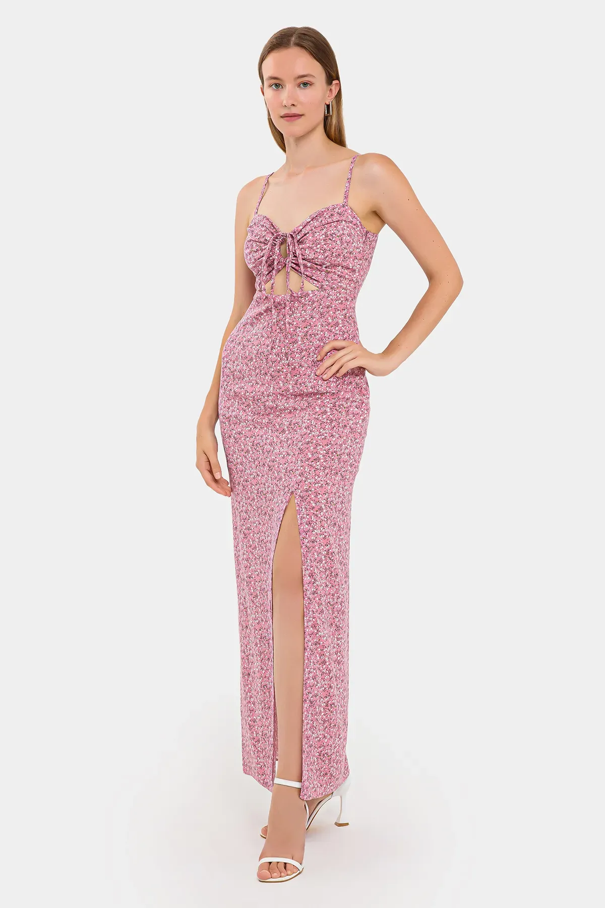 Floral Maxi Dress with Bust Cut-Out 2