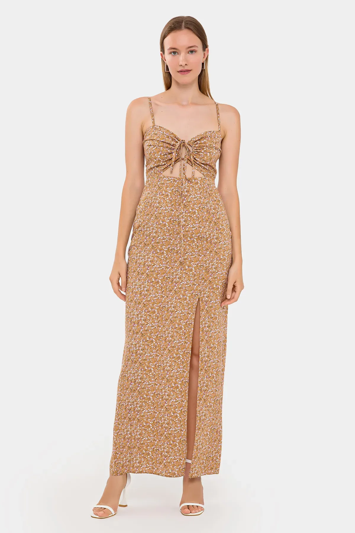 Floral Maxi Dress with Bust Cut-Out 2