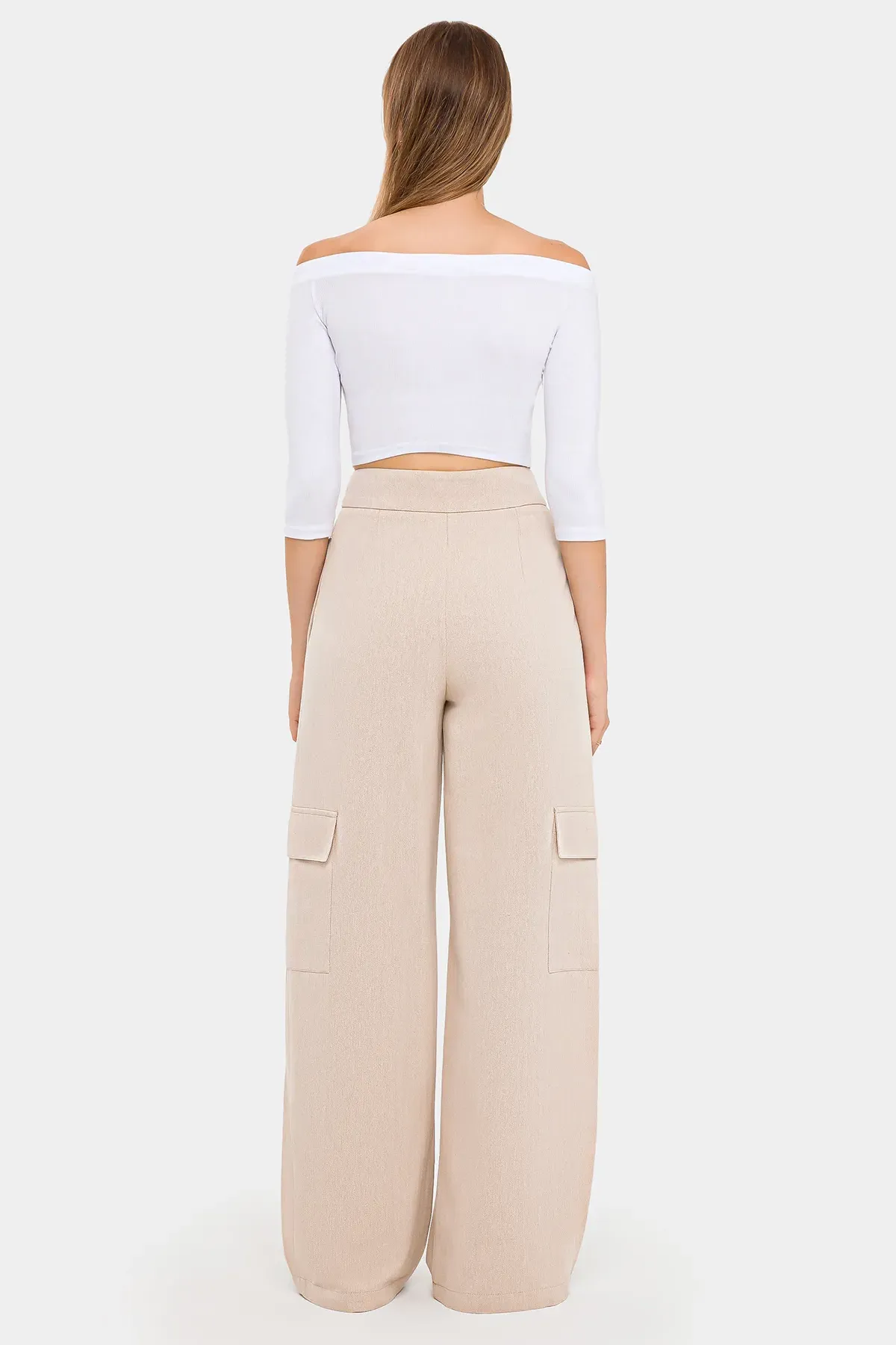 High Waist Wide-Leg Trousers with Pocket 4