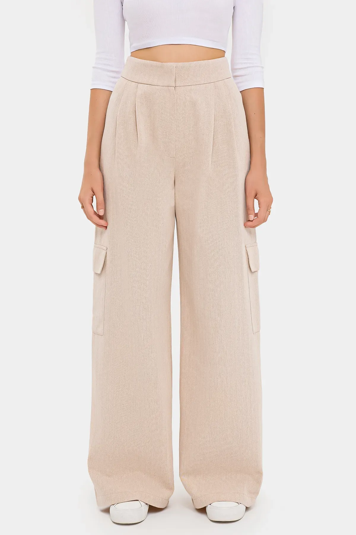High Waist Wide-Leg Trousers with Pocket 1