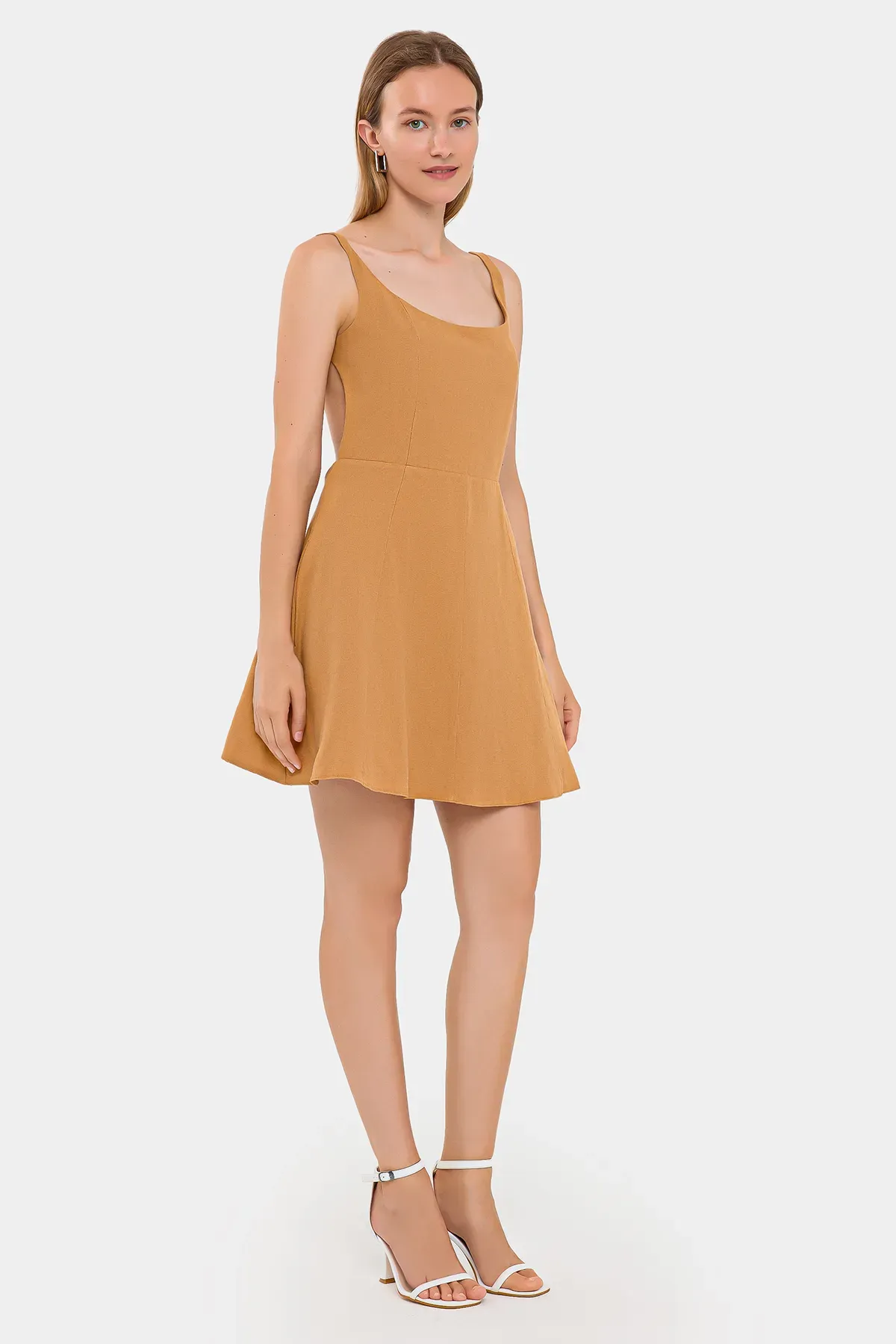 A-Line Spaghetti Strap Mini Dress with Back Cut-Out 2