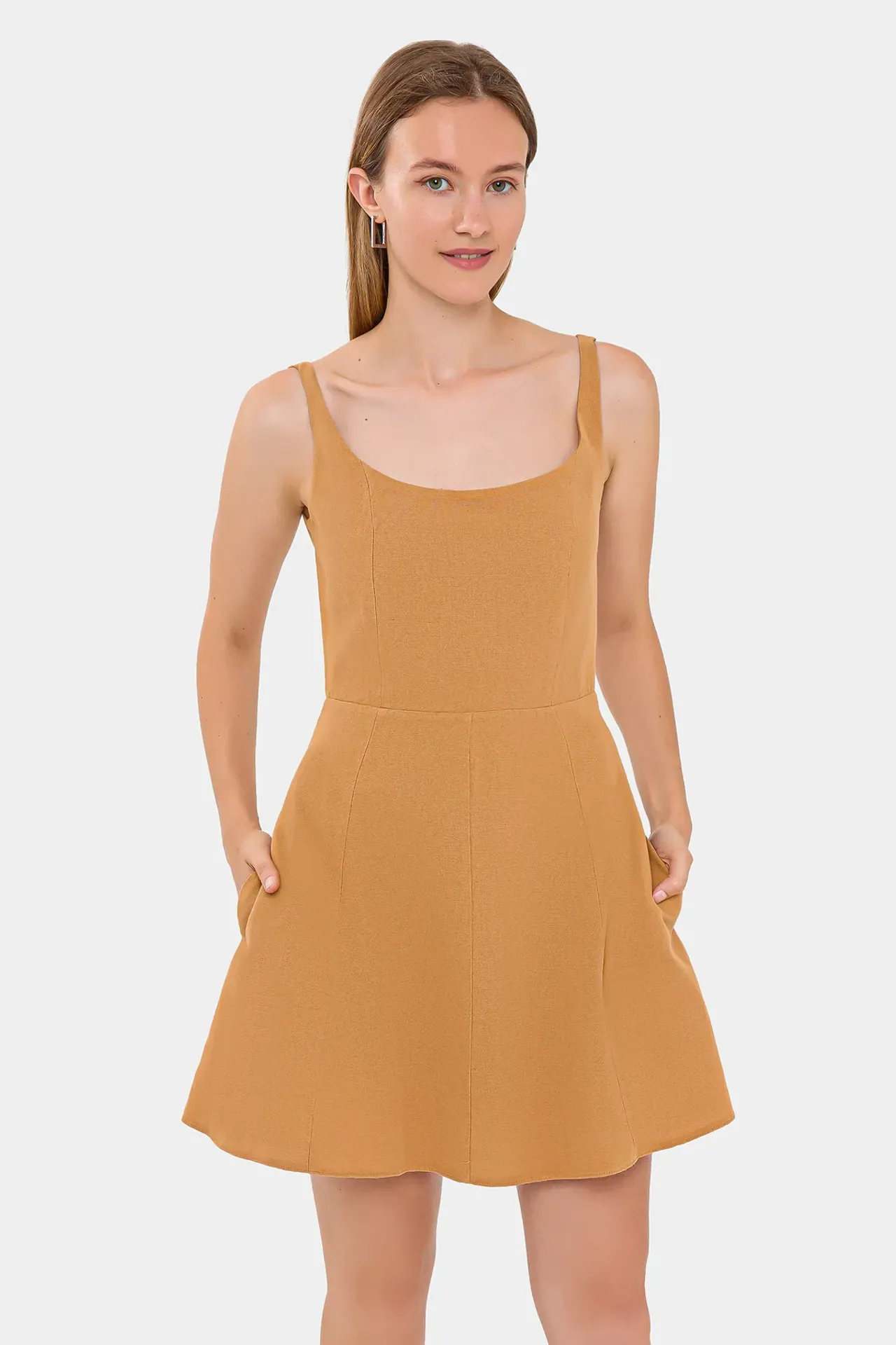 A-Line Spaghetti Strap Mini Dress with Back Cut-Out