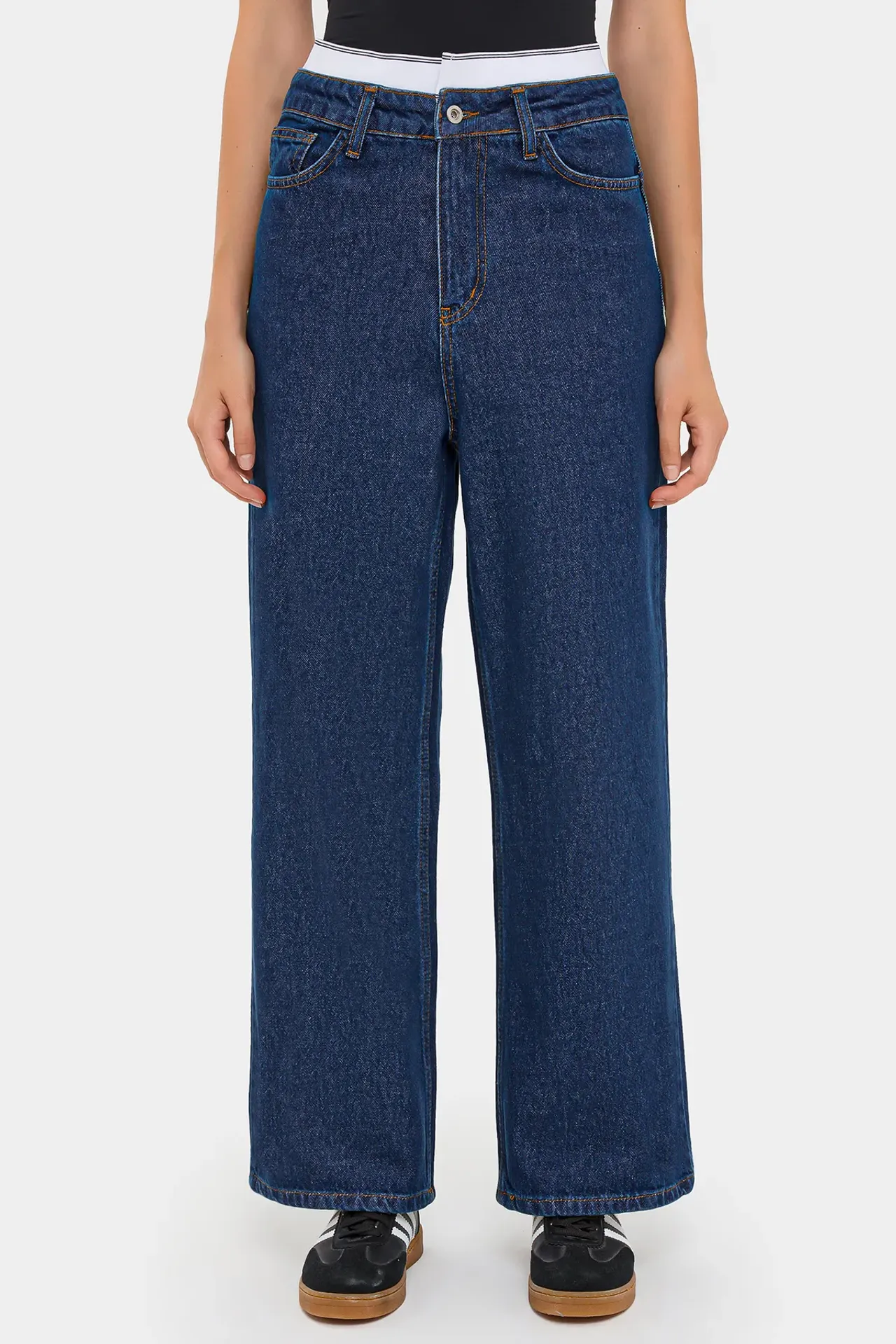 High-Waist Double Waistband Jeans