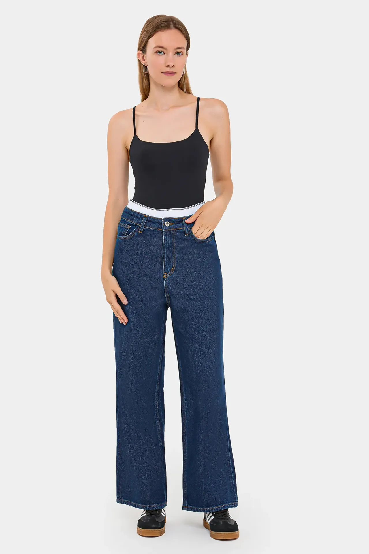 High-Waist Double Waistband Jeans