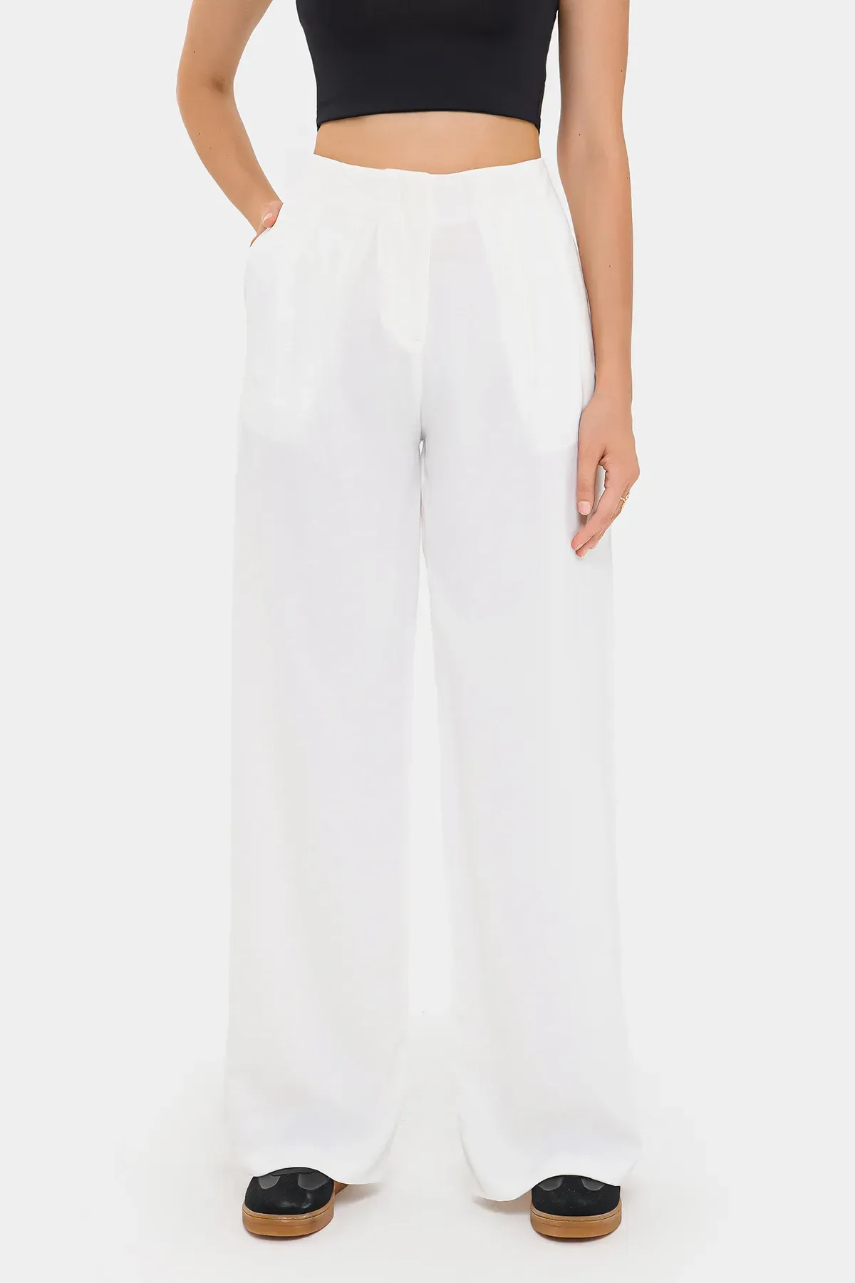 High Waist Wide-Leg Trousers with Pocket 1