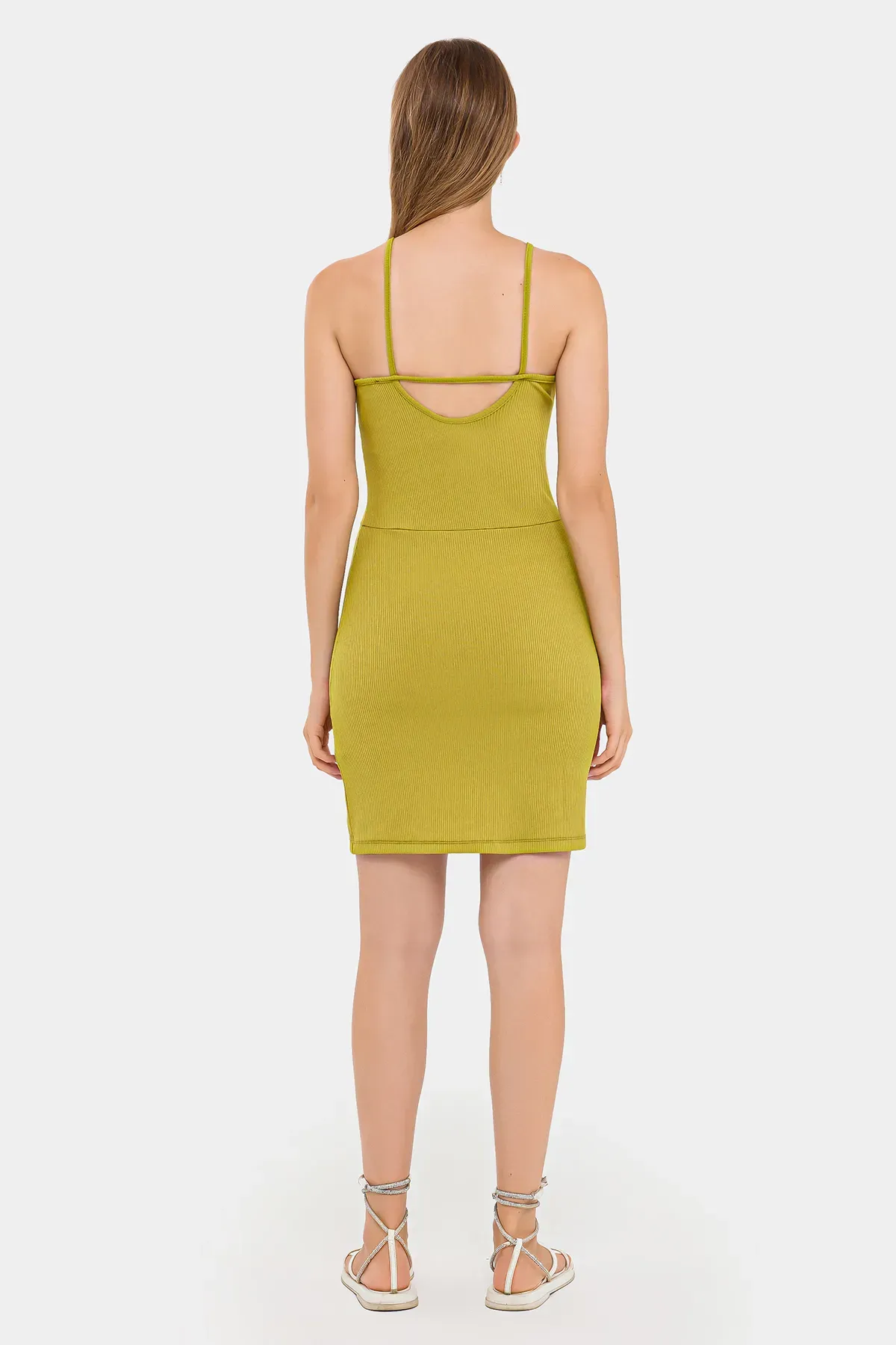 Sleeveless Halter-Neck Mini Dress with Side Slit 4