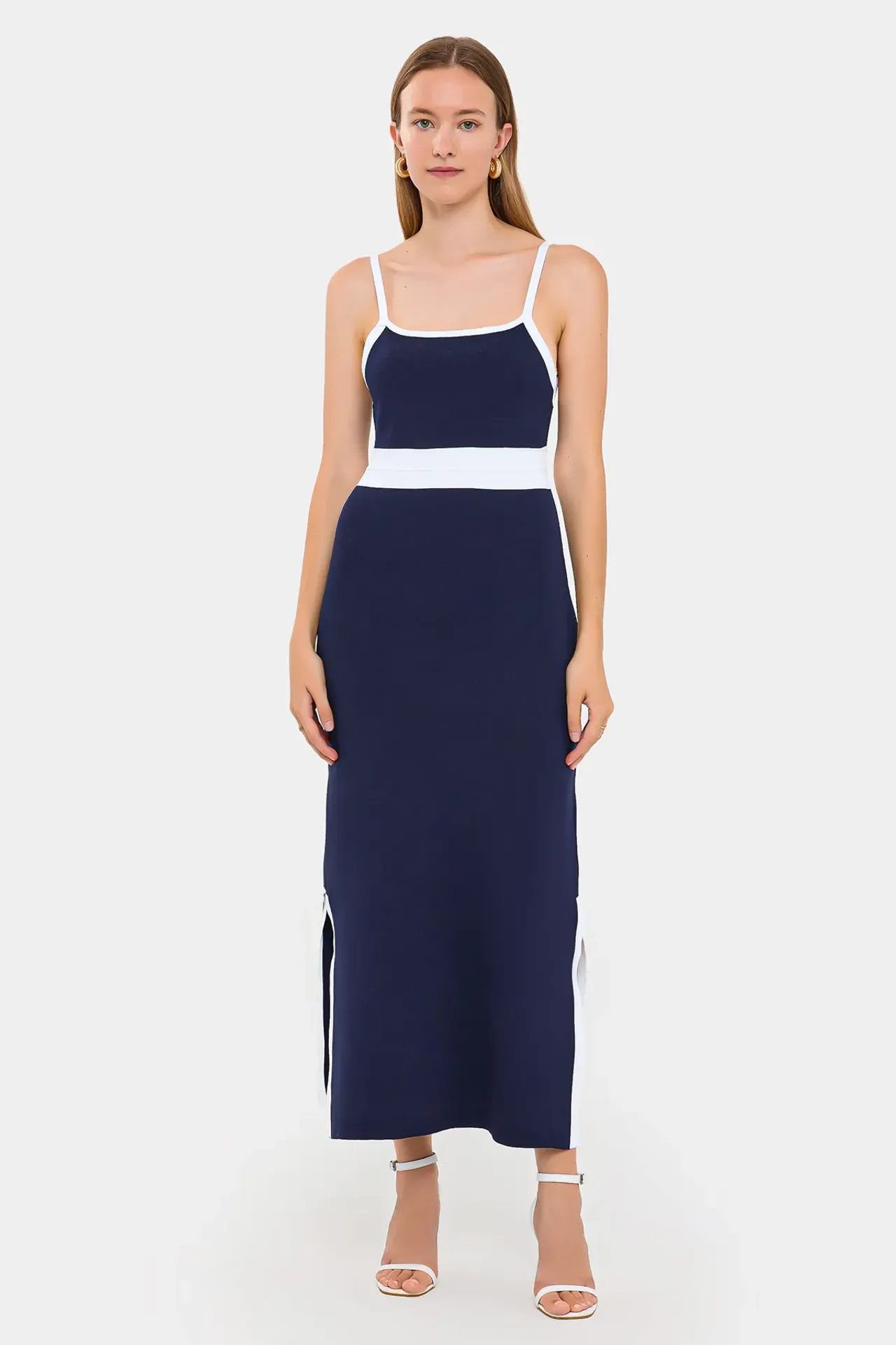 Color Block Maxi Dress with Side Slits