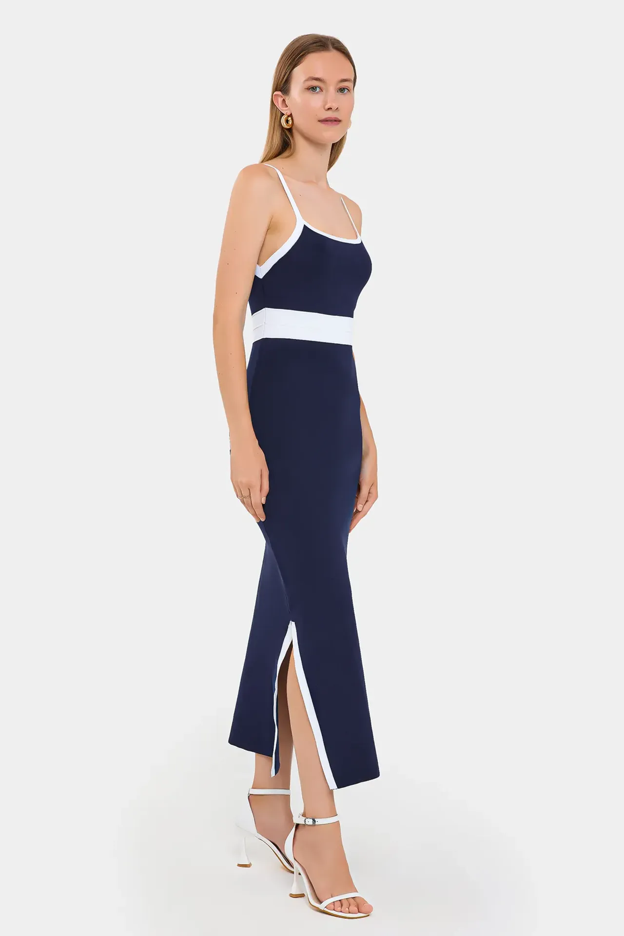 Color Block Maxi Dress with Side Slits