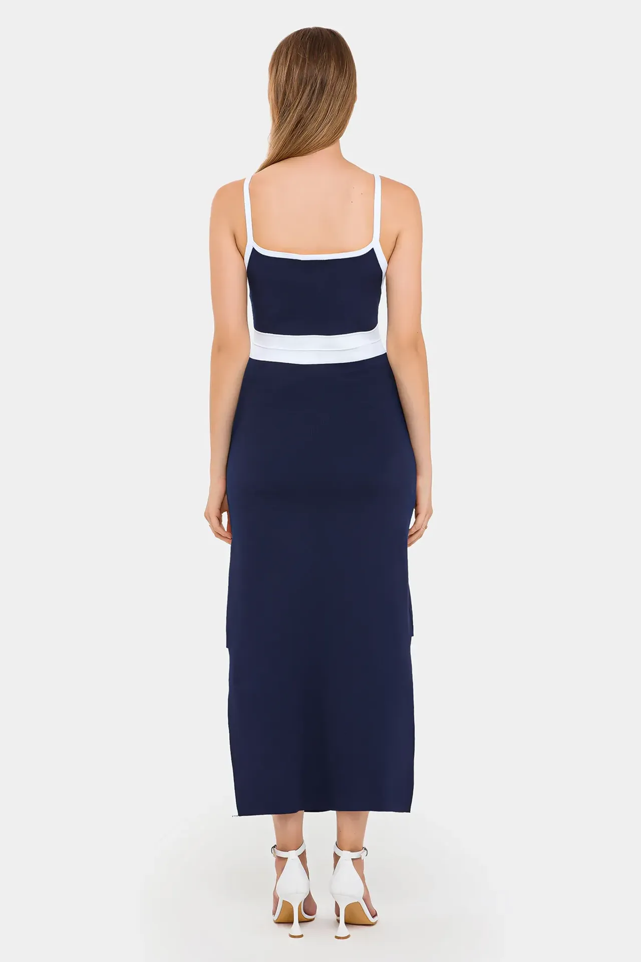 Color Block Maxi Dress with Side Slits
