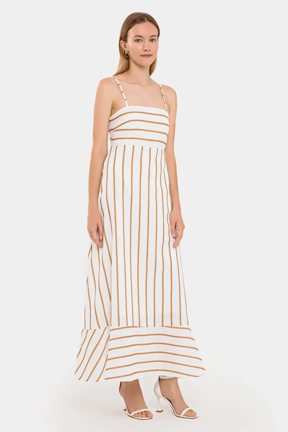 Striped Tiered Maxi Dress with Spaghetti-Strap