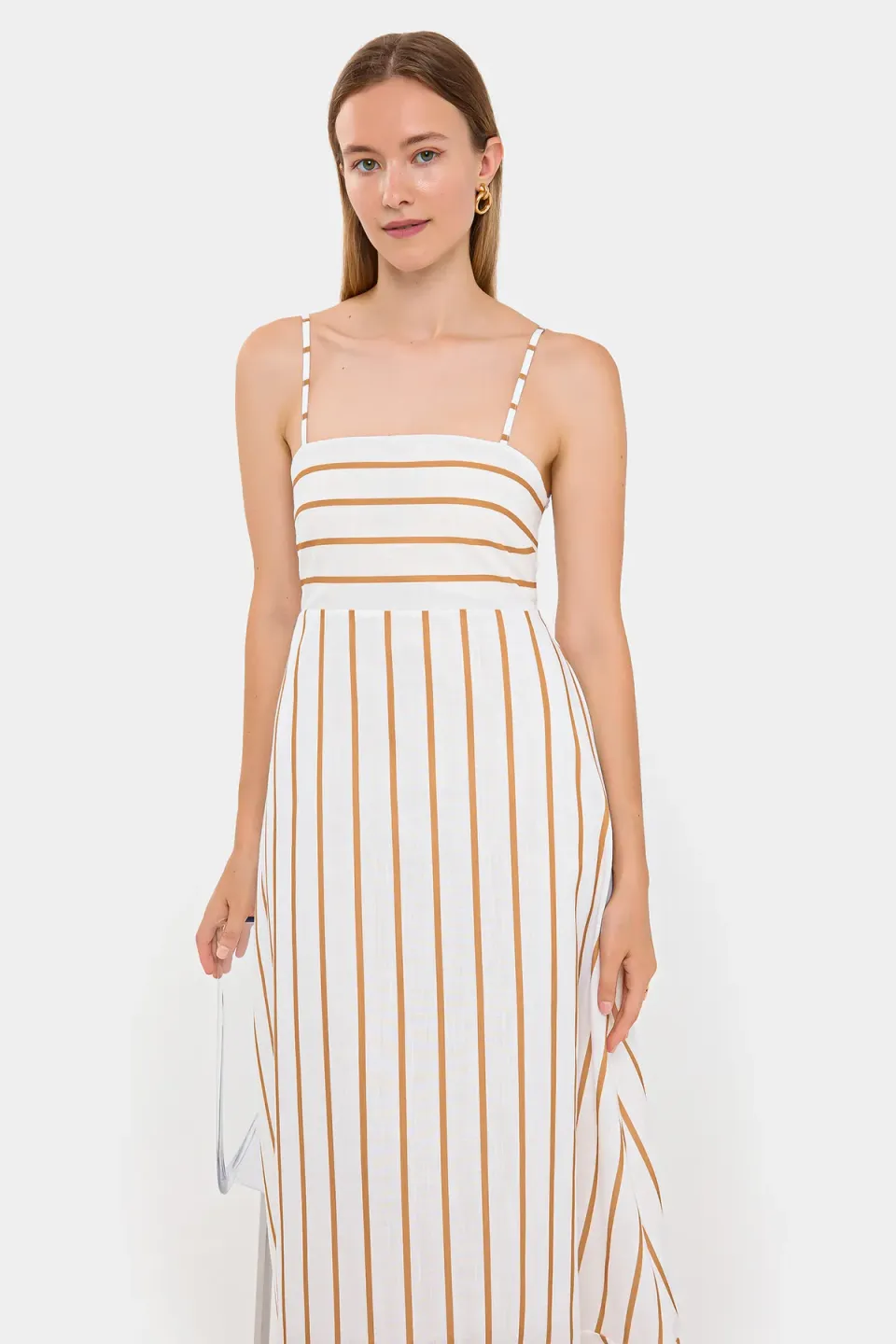 Striped Tiered Maxi Dress with Spaghetti-Strap