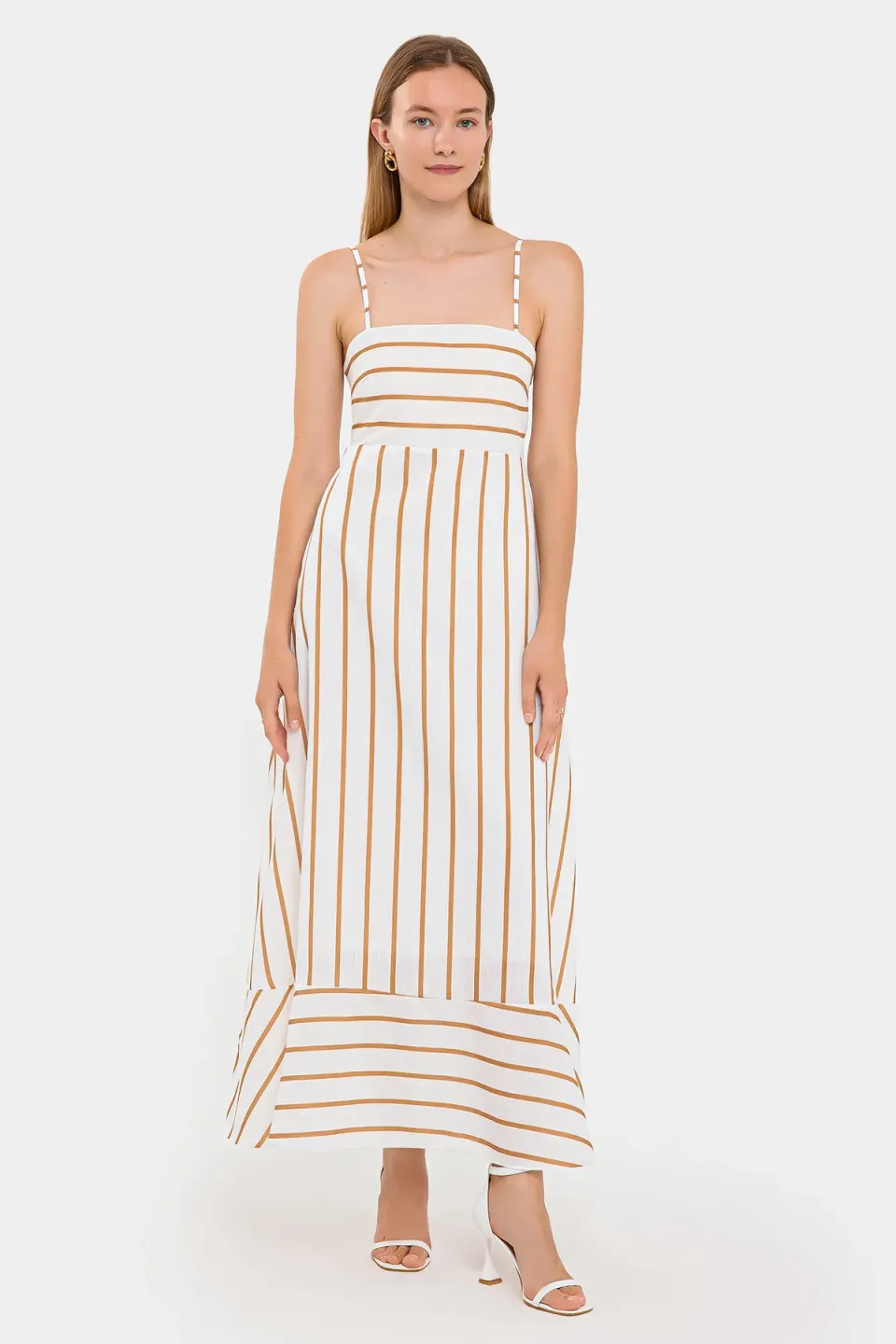 Striped Tiered Maxi Dress with Spaghetti-Strap