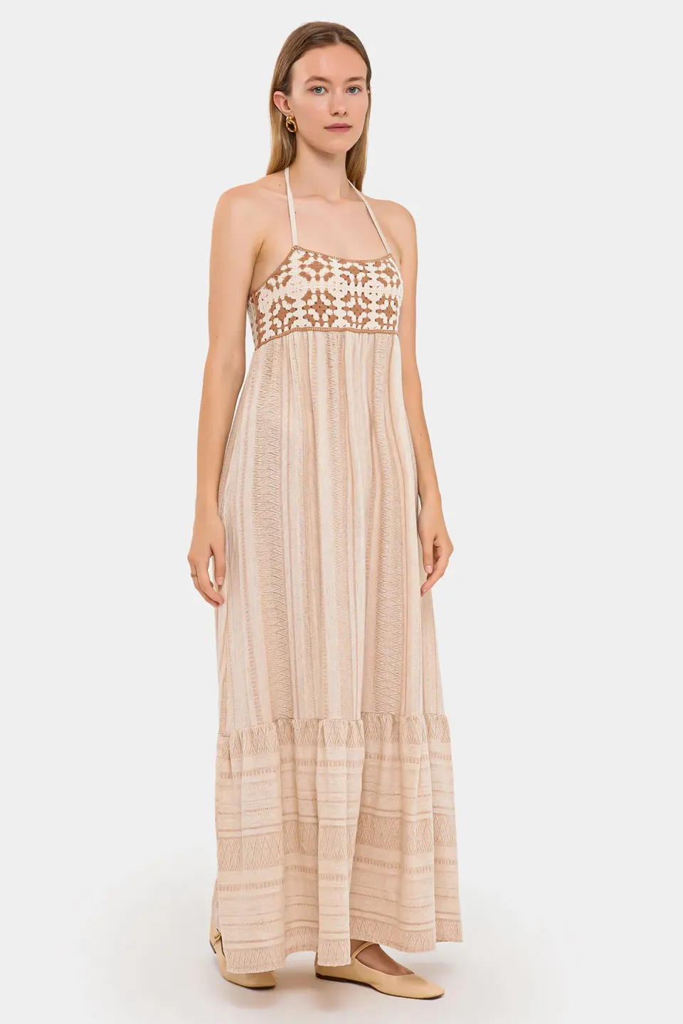 Crochet Top Sleeveless Maxi Dress