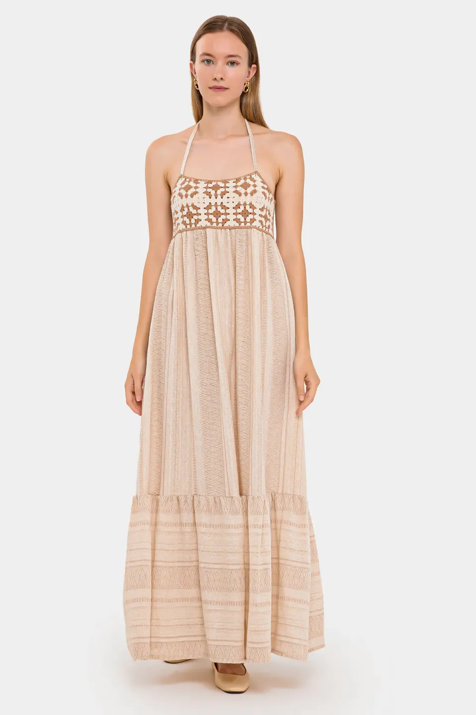 Crochet Top Sleeveless Maxi Dress