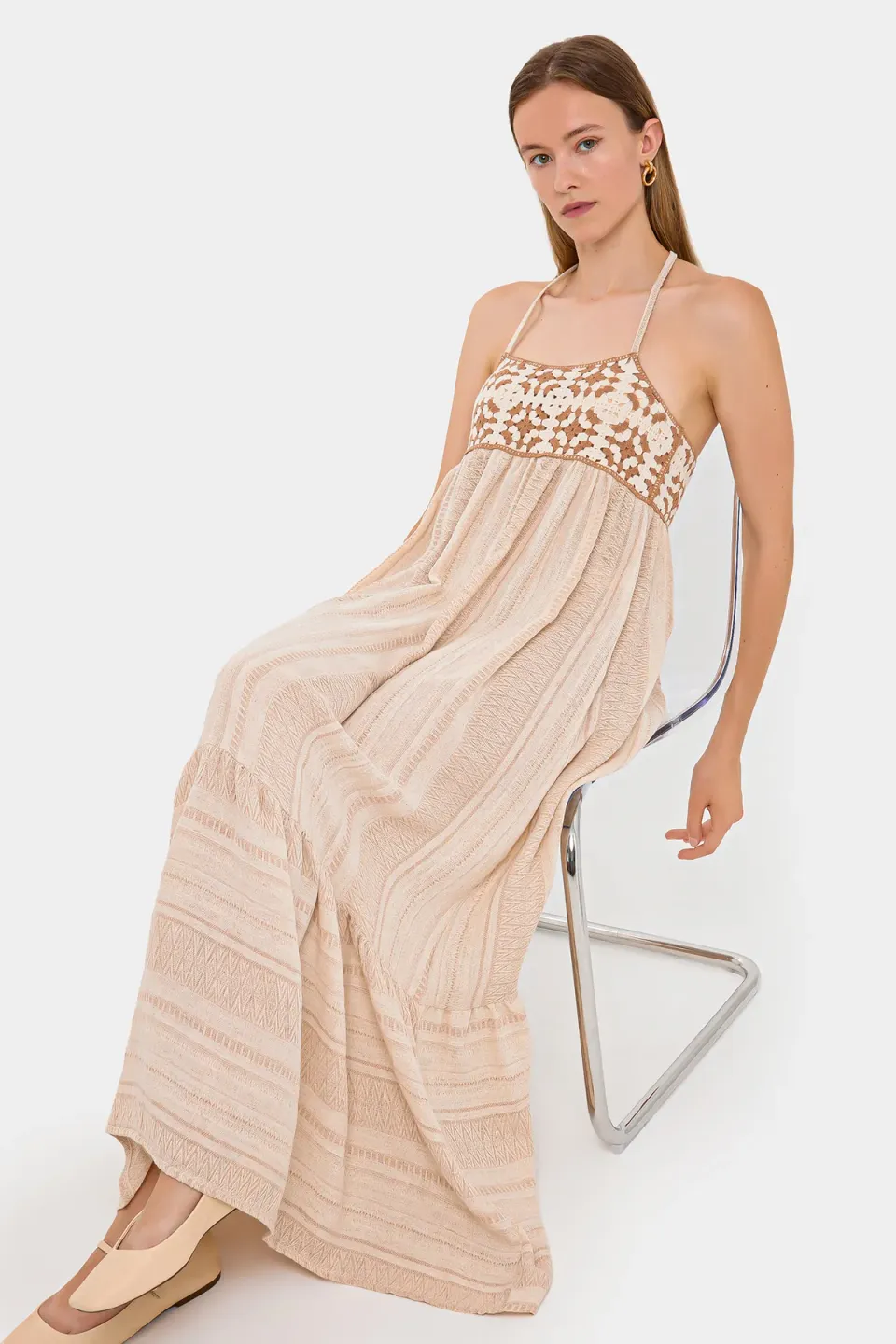 Crochet Top Sleeveless Maxi Dress