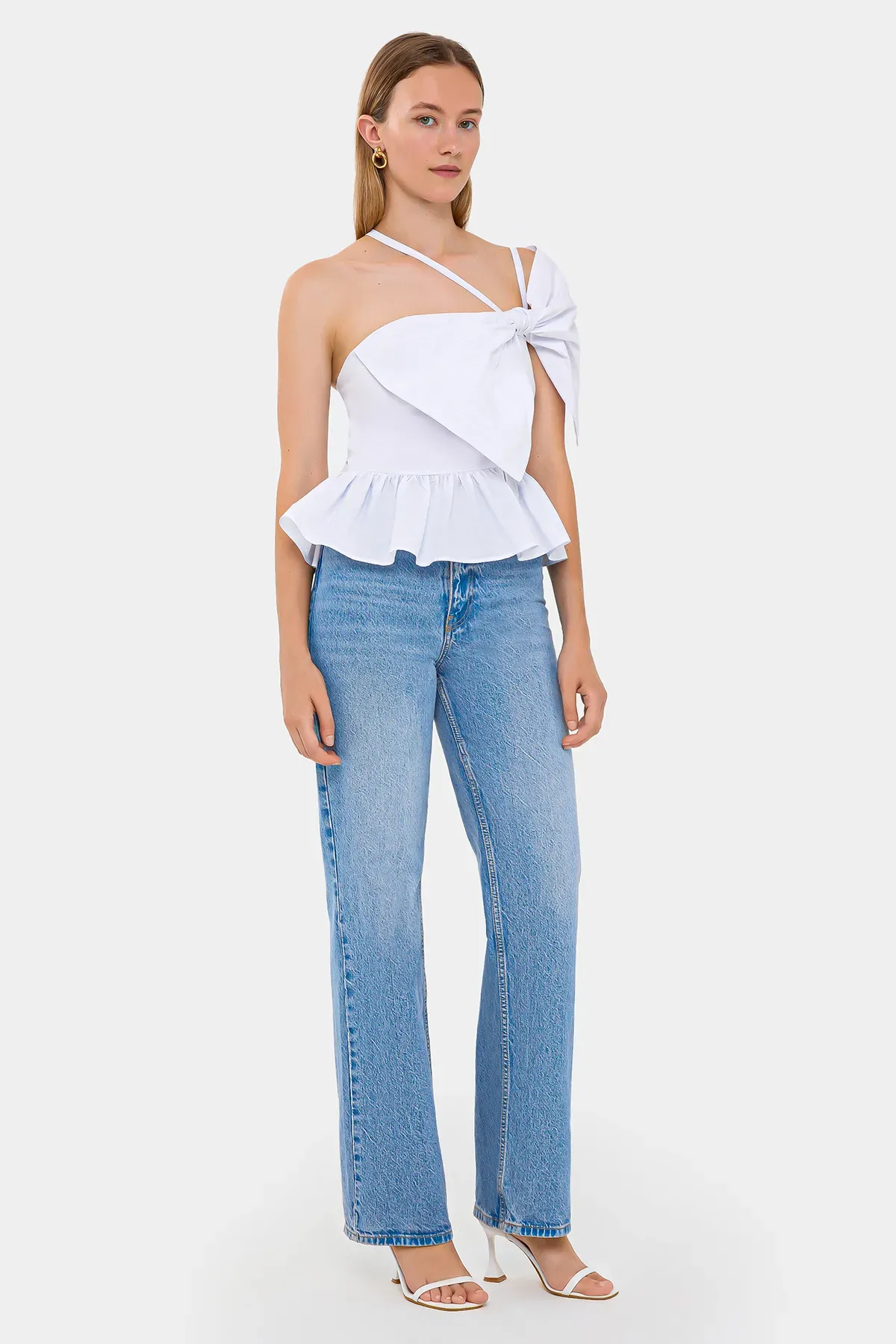 Cotton Cropped Top with Bow and Asymmetrical Tie 2
