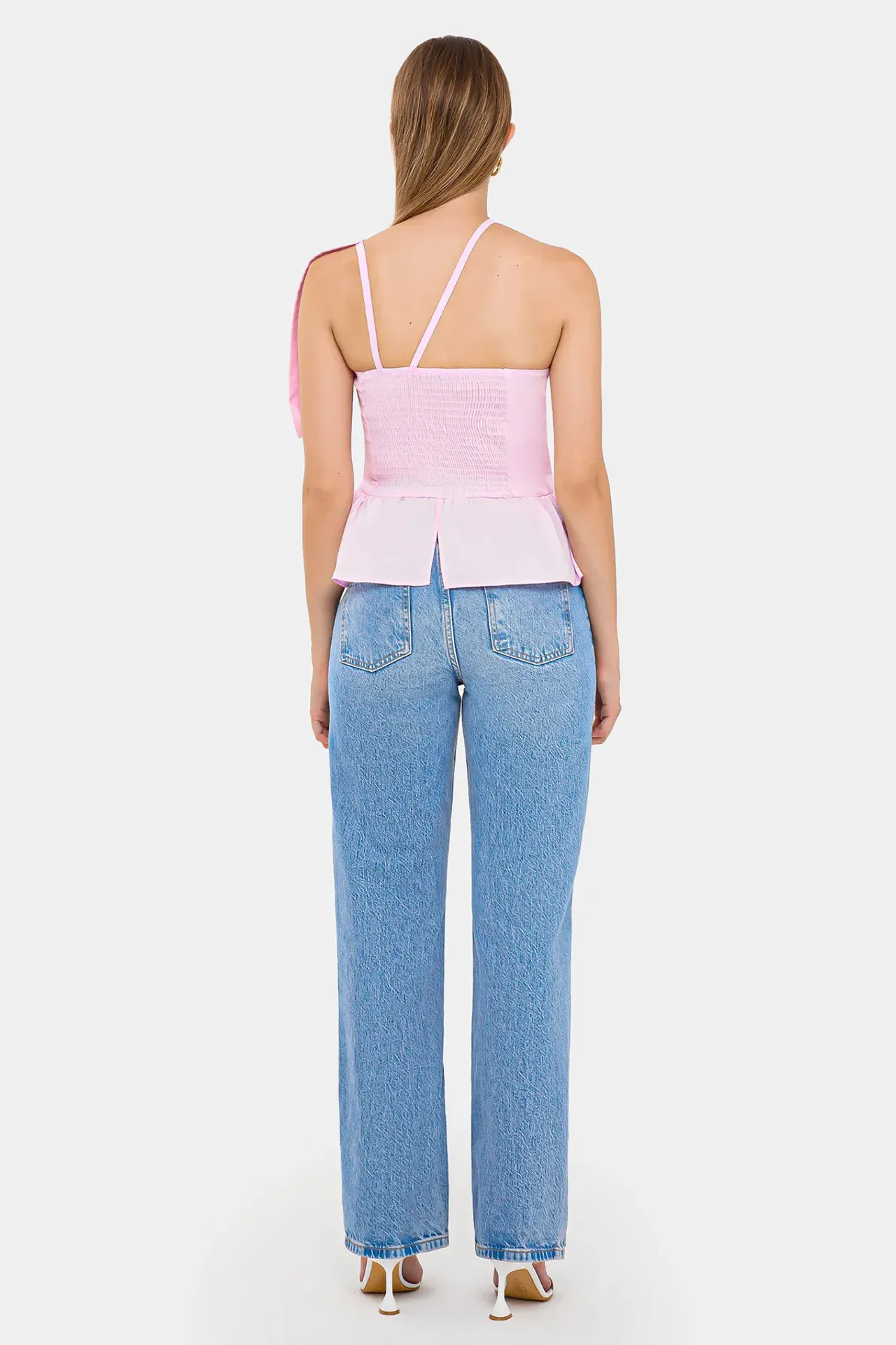 Cotton Cropped Top with Bow and Asymmetrical Tie