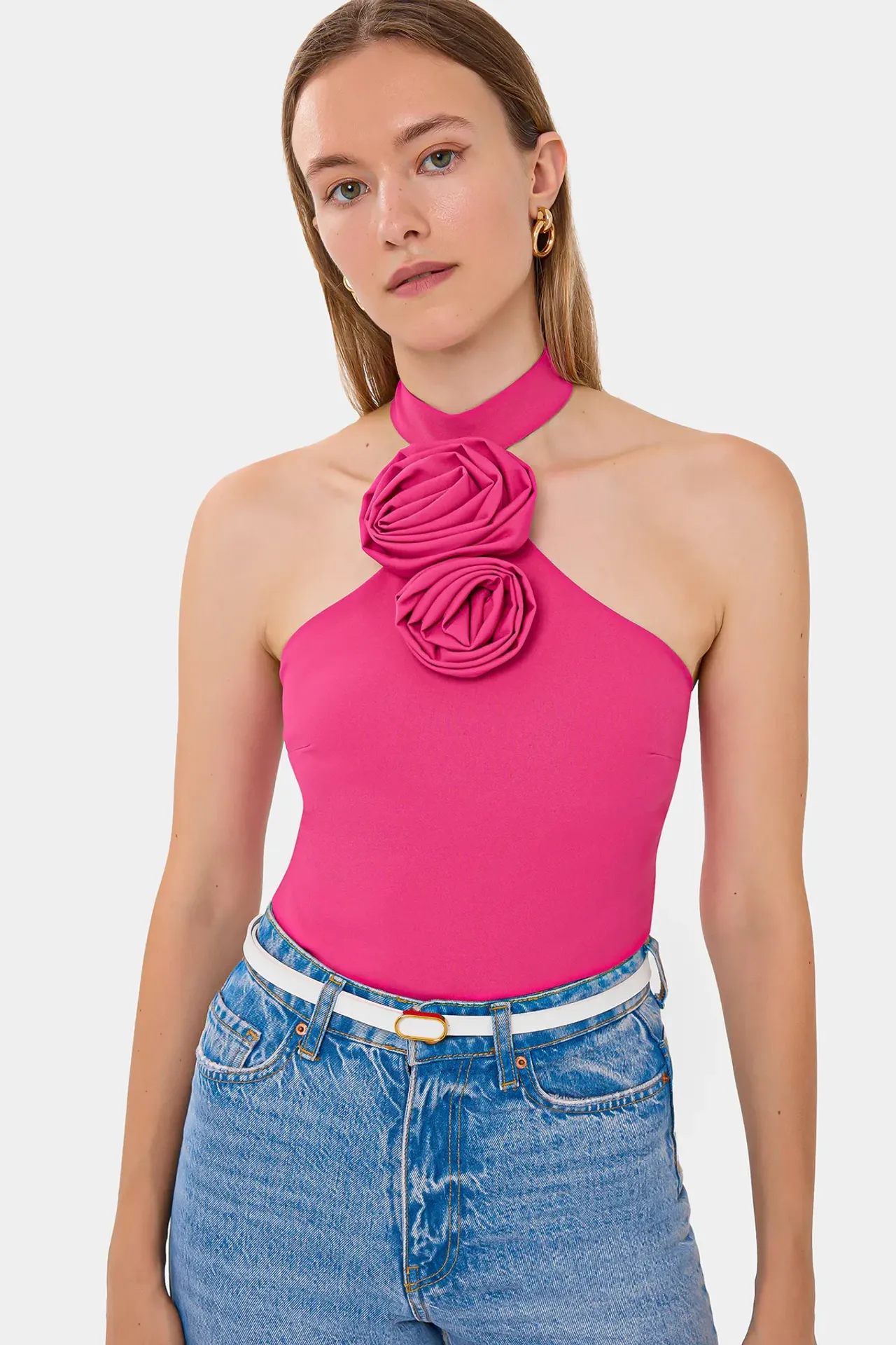 Sleeveless Top with Flower Detail