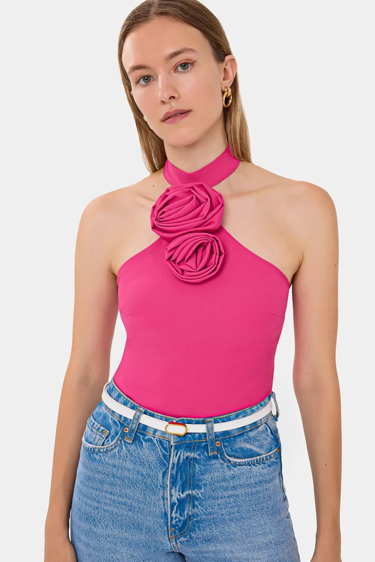 Sleeveless Top with Flower Detail 1