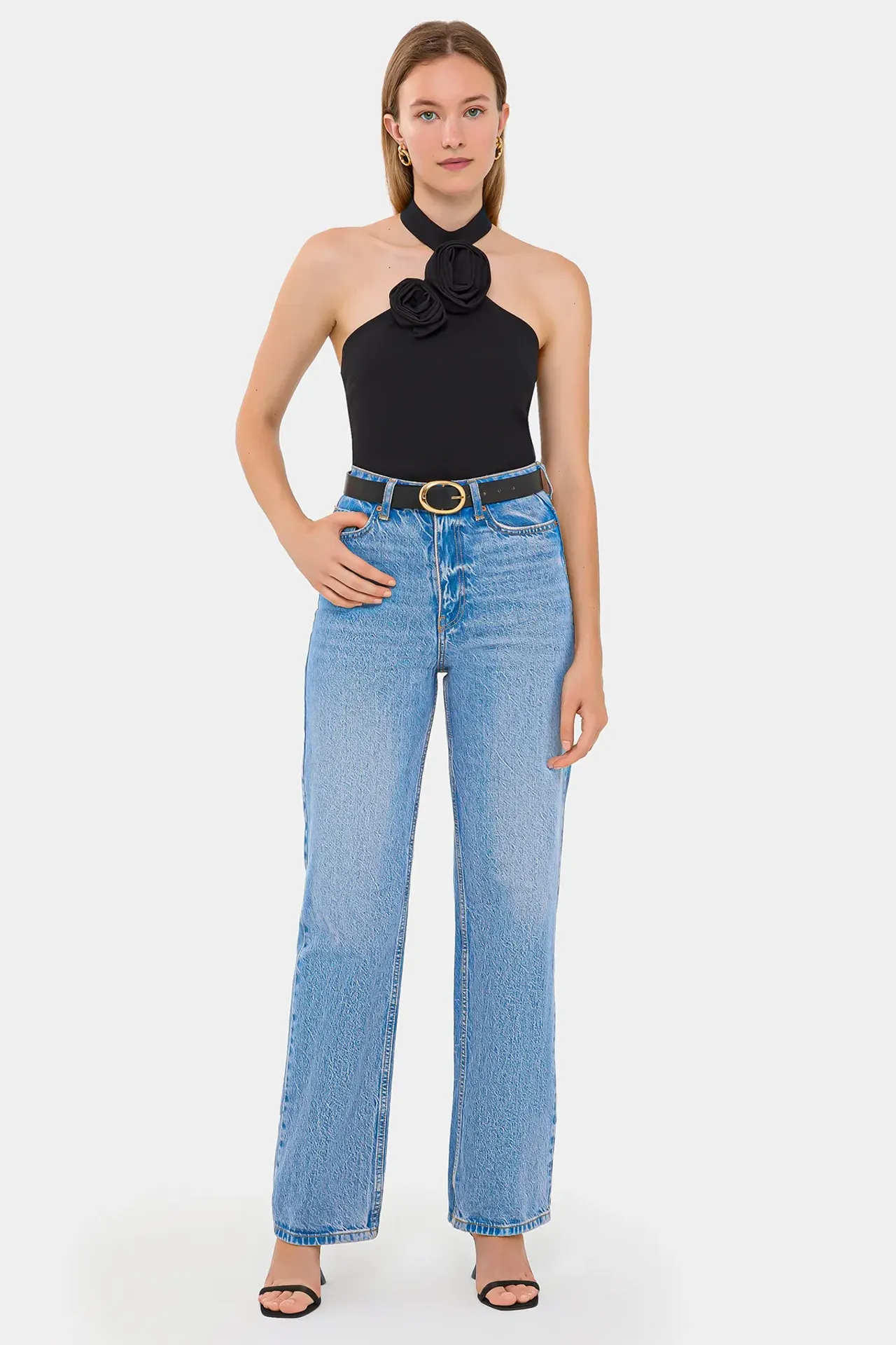 Sleeveless Top with Flower Detail