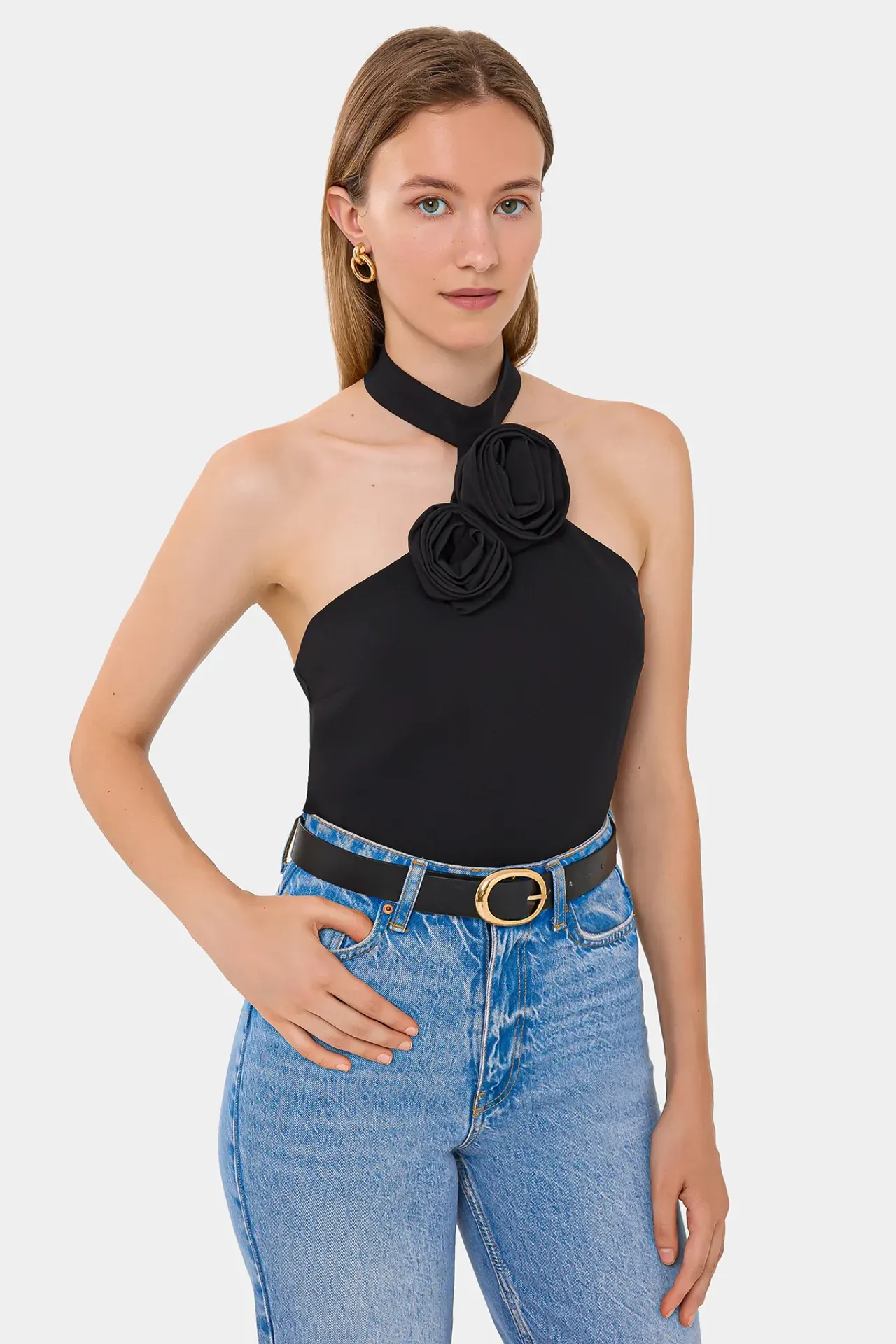 Sleeveless Top with Flower Detail