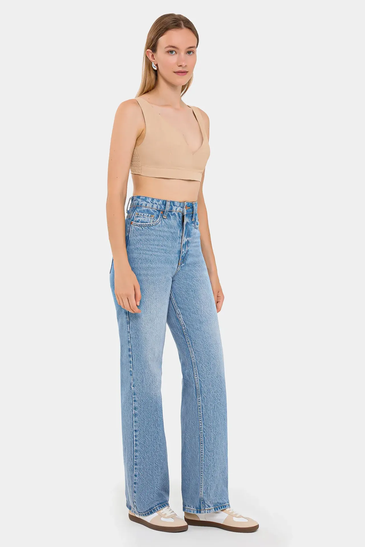 V-Neck Sleeveless Woven Crop Top