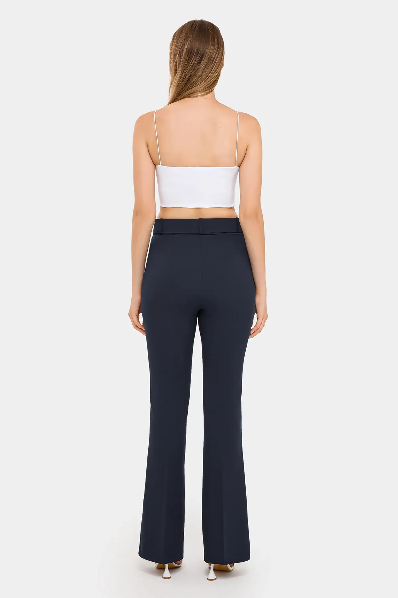High-Waist Flare Trousers with Belt