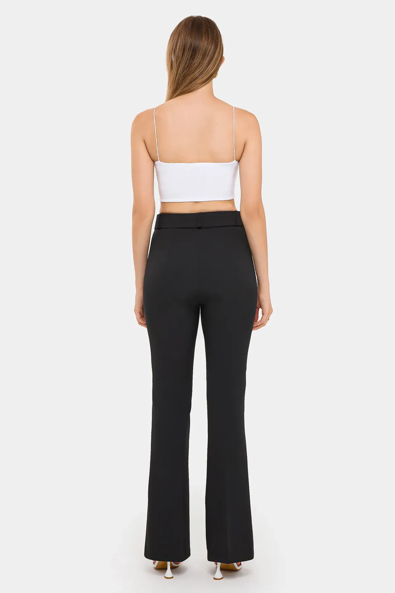 High-Waist Flare Trousers with Belt