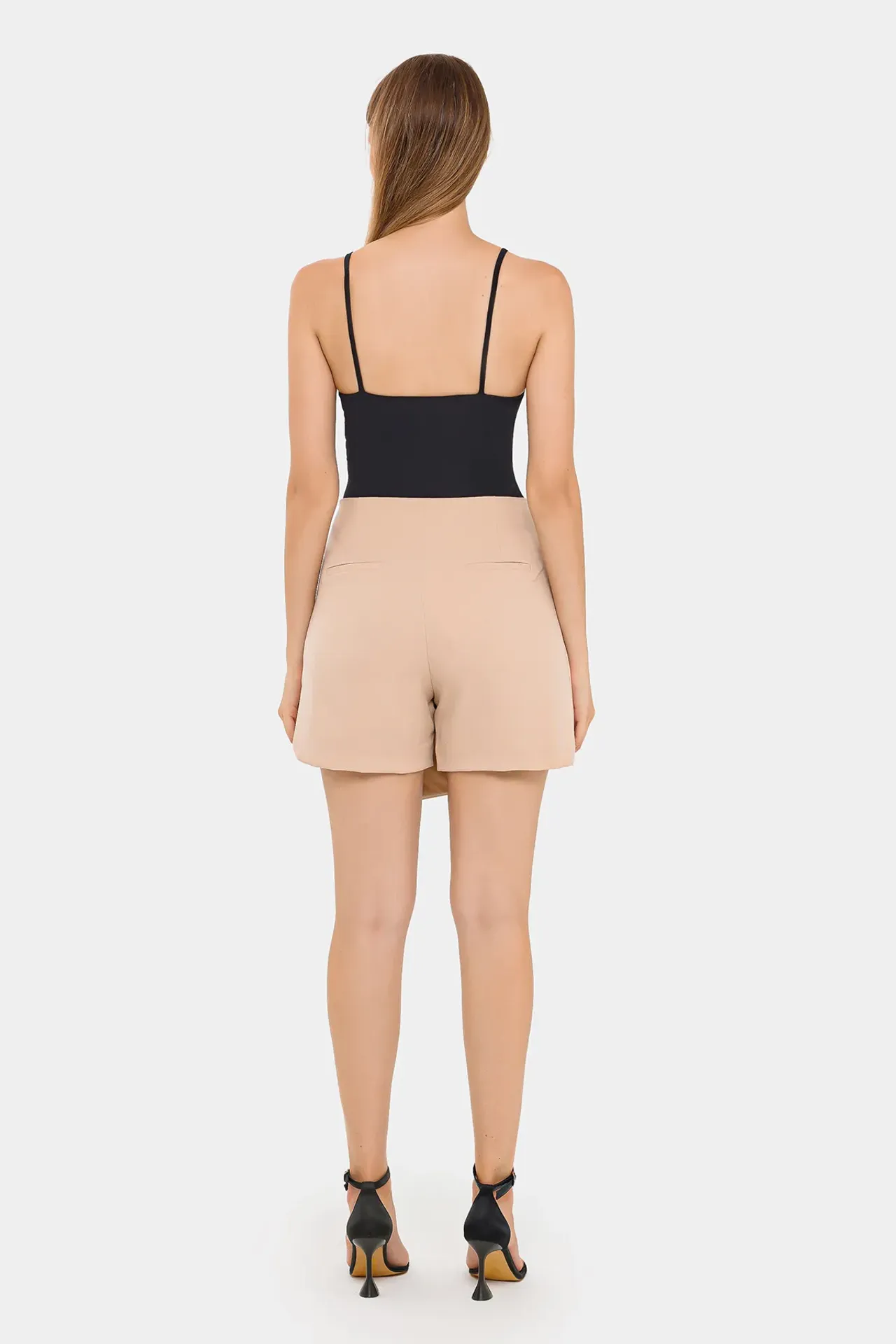 High-Waist Asymmetric Tailored Skort