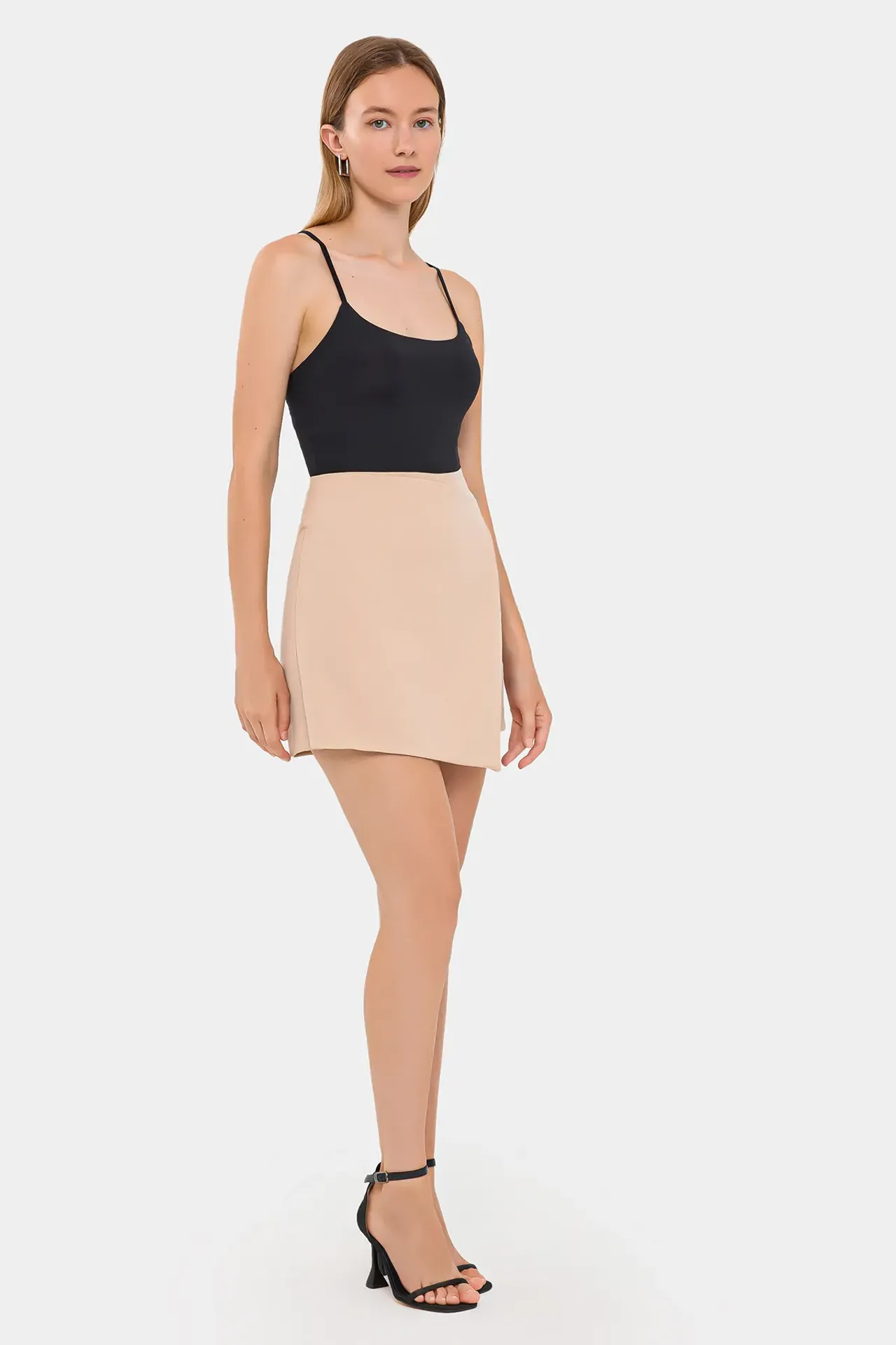 High-Waist Asymmetric Tailored Skort