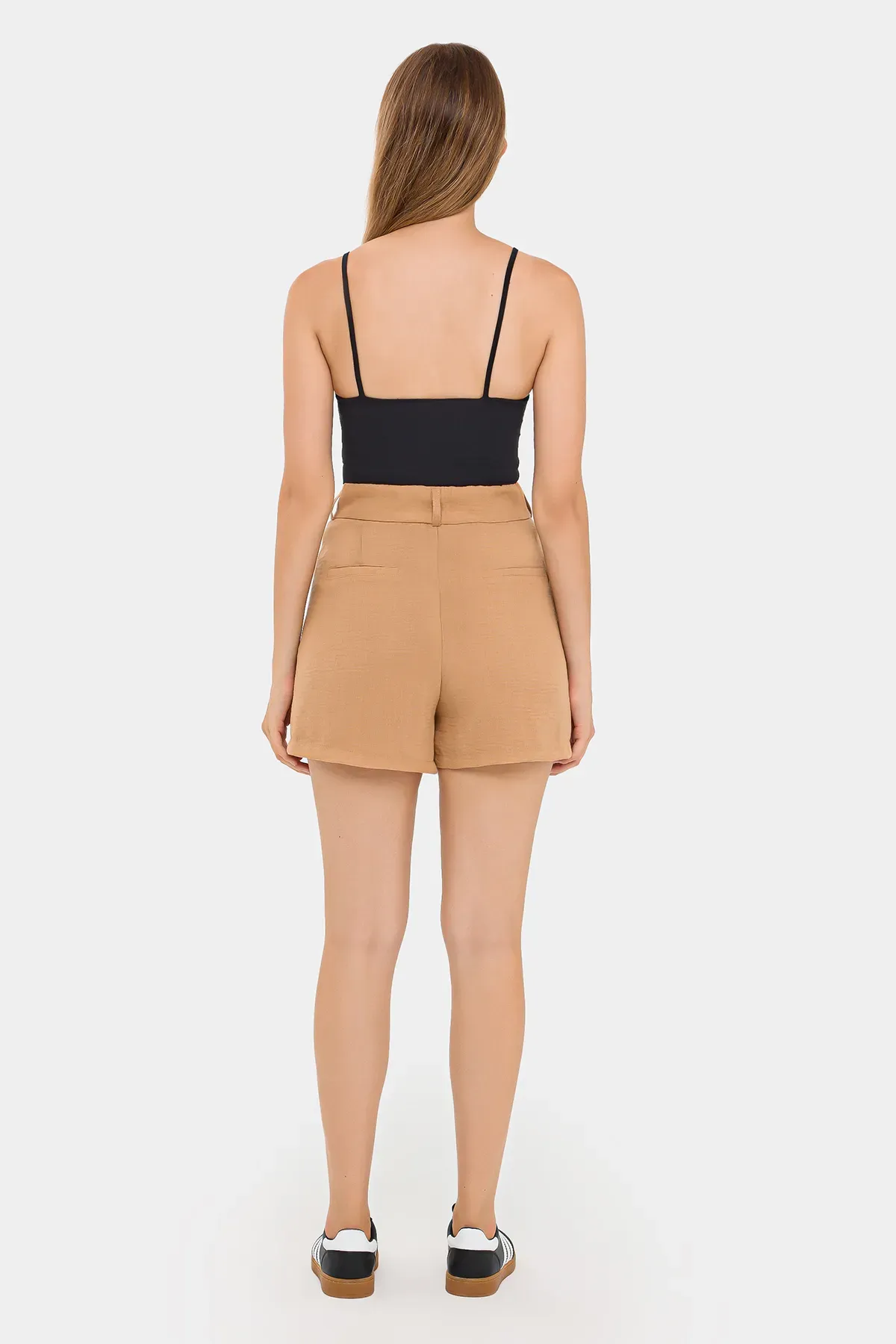Pleated High-Waist Woven Shorts 4
