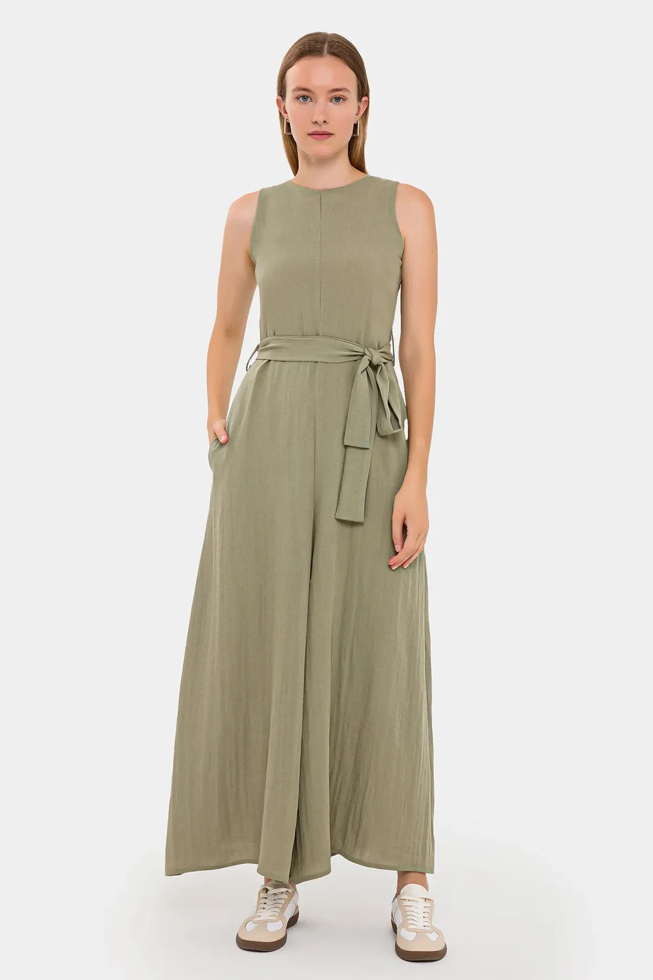 Super Wide Leg Jumpsuit with Tie Waist