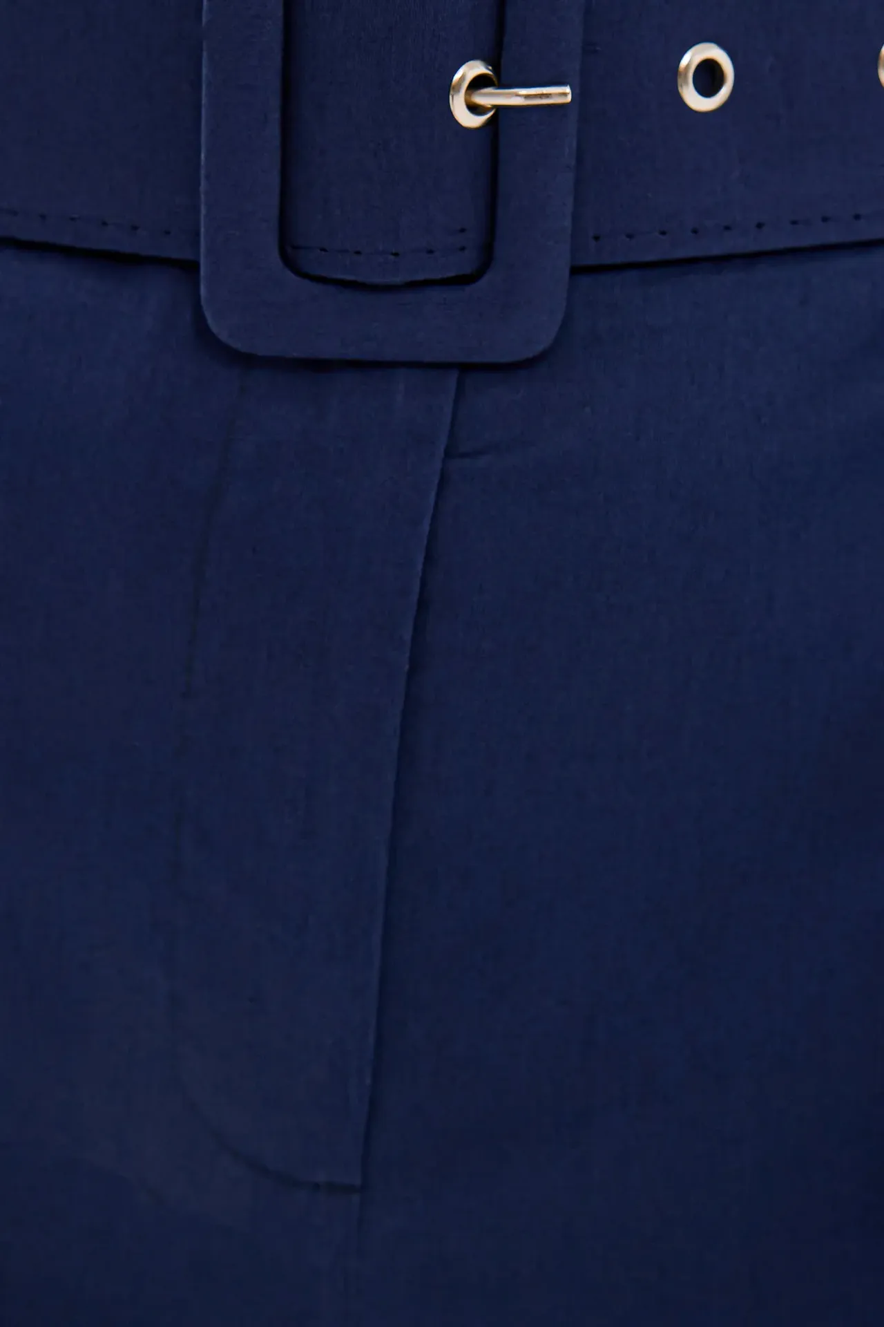 Cotton High-Waist Shorts with Pocket and Belt Detail