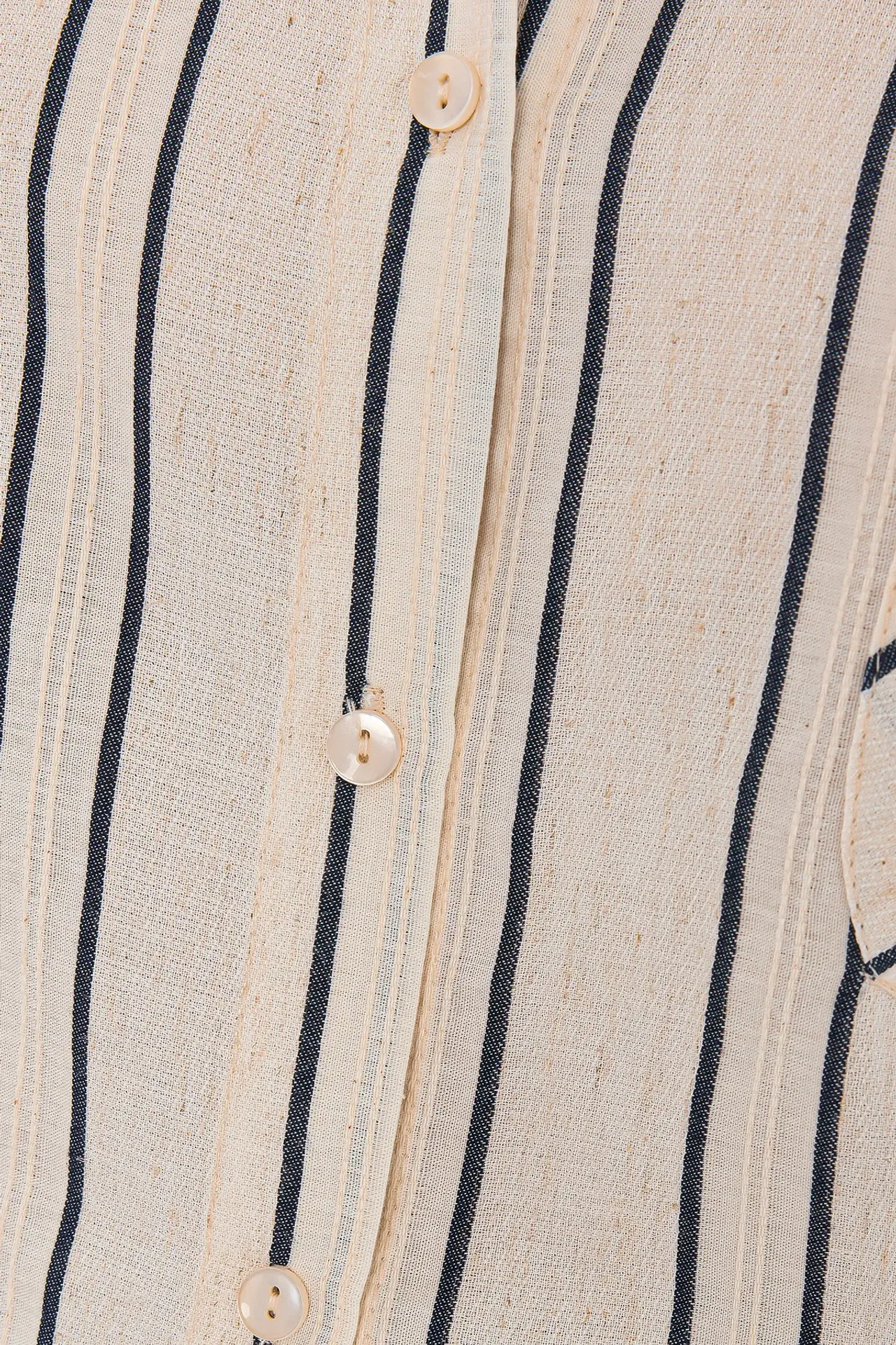 Striped Long-Sleeve Shirt with Shirt Collar and Pocket