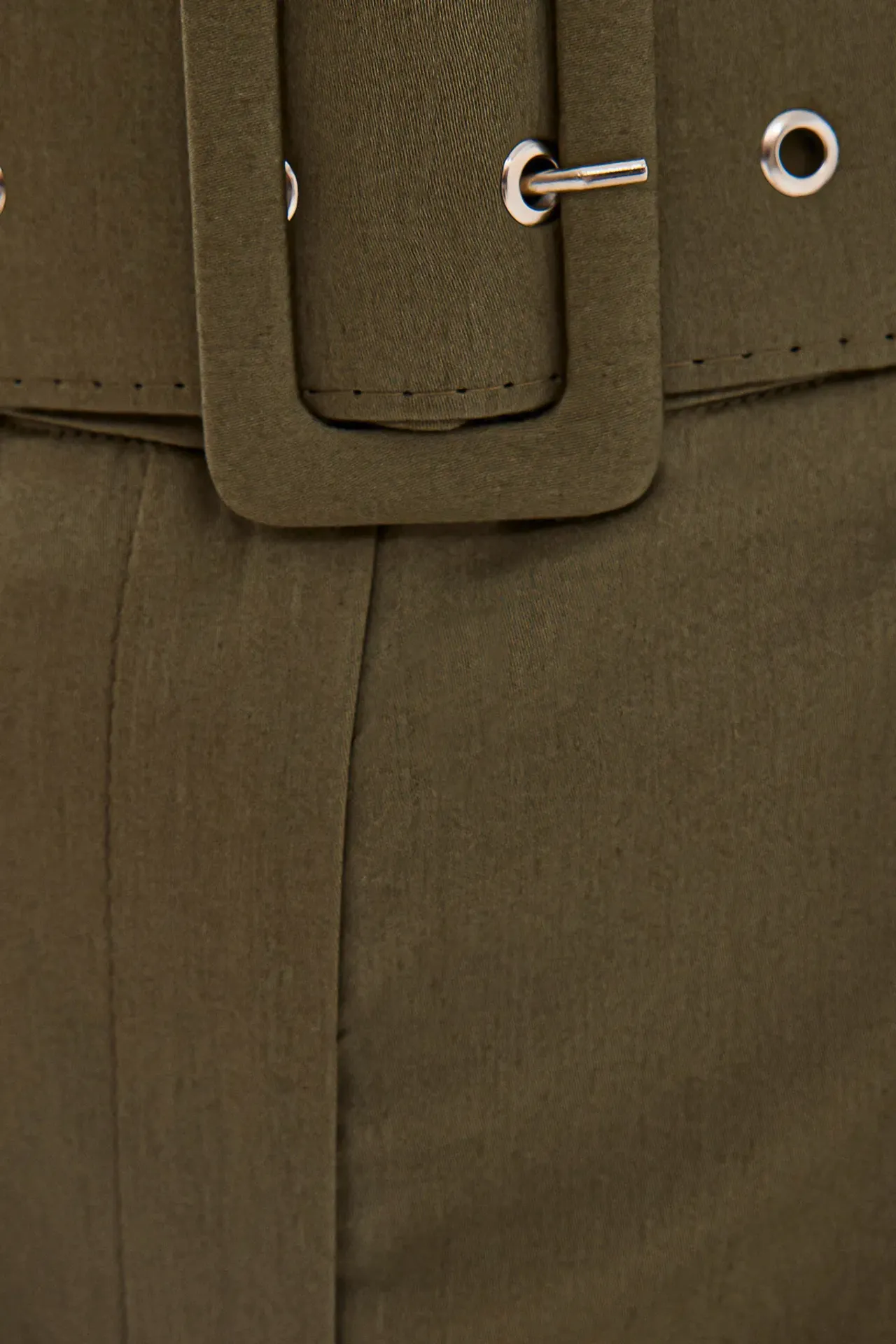 Cotton High-Waist Shorts with Pocket and Belt Detail