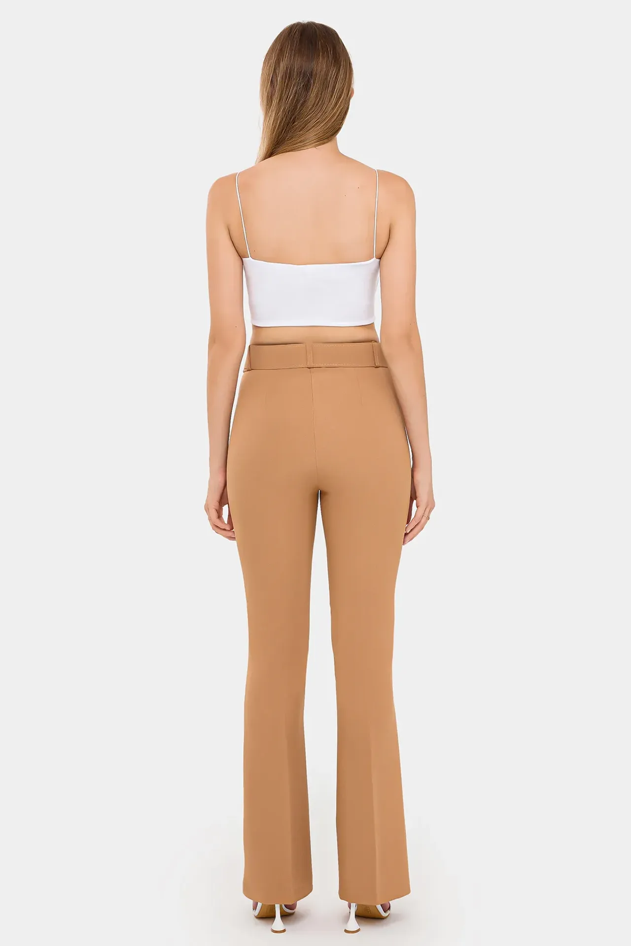 High-Waist Flare Trousers with Belt